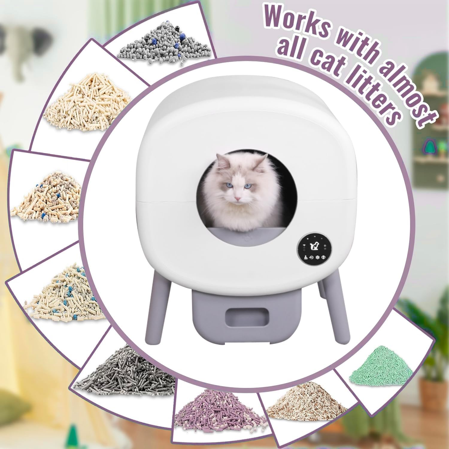 Self Cleaning Cat Litter Box,Automatic Cat Litter Boxes Extra Large Cat Litter Tray with 76L+13L Capacity App Control/Health Monitor Cat Litter Furniture for Multiple Cats