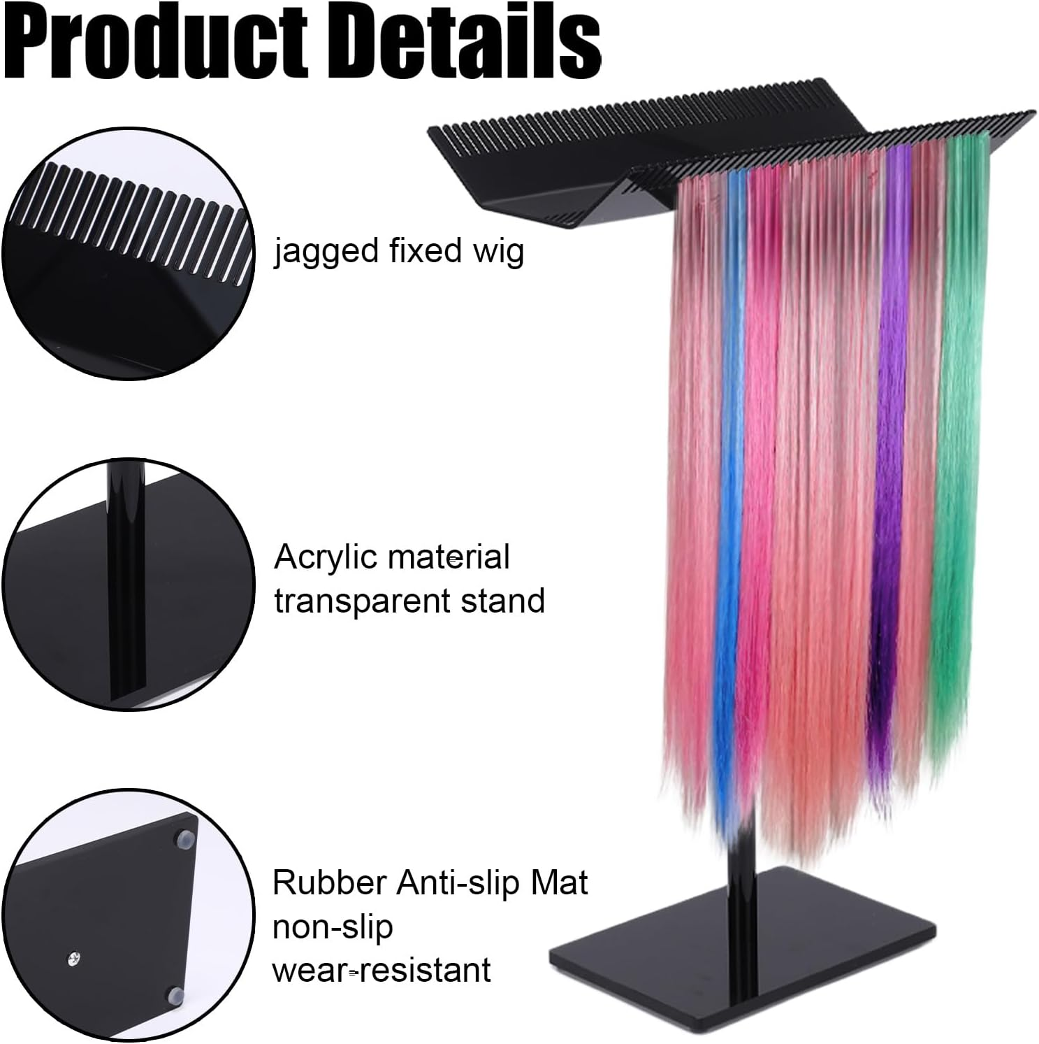 Zoeqide Acrylic Black Wig Stand - High Quality Acrylic Wig Holder for Storage and Display - Sturdy Wig Stand Display for Wigs, Hairpieces and Hair Extensions image number 4