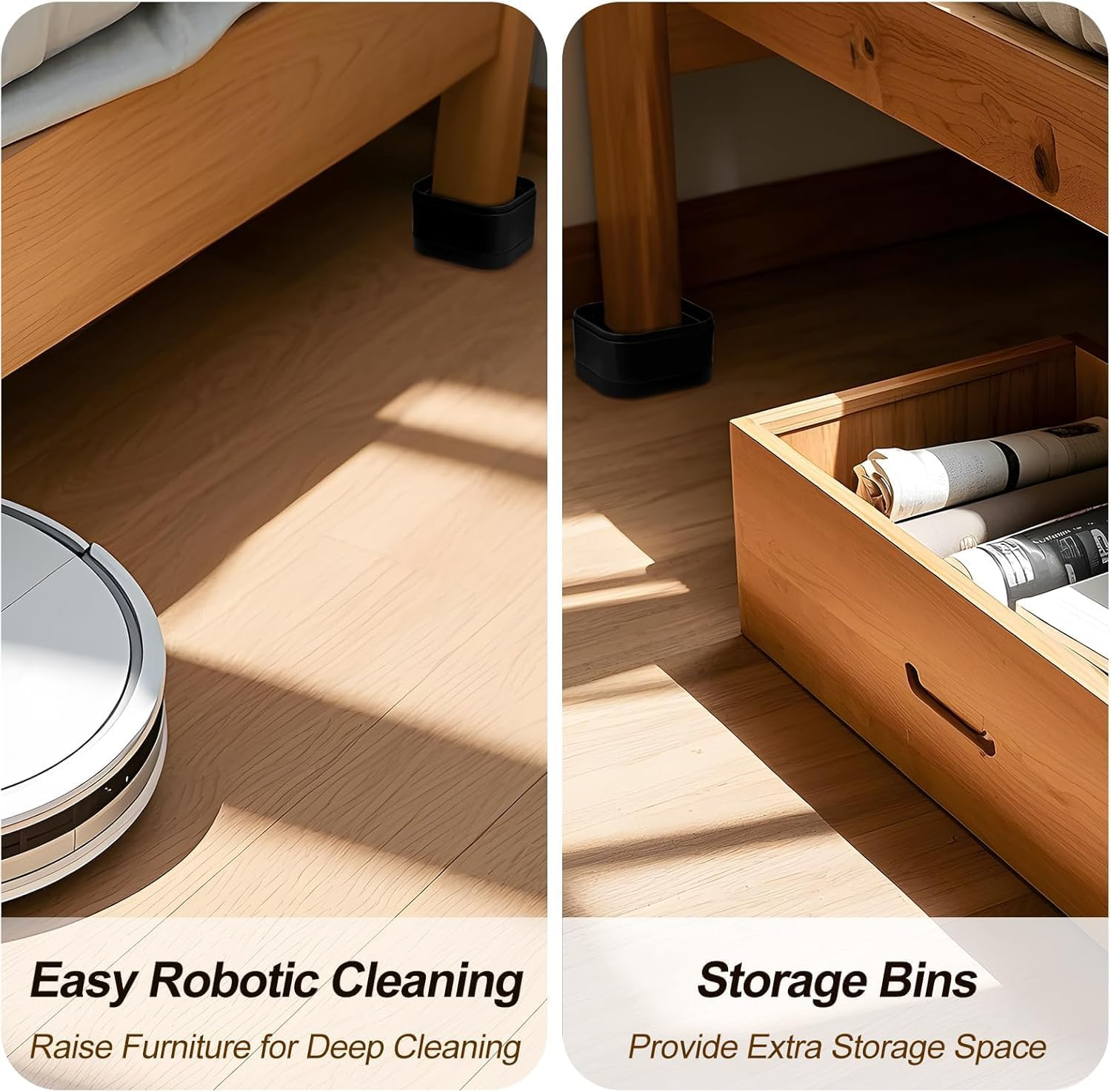 8 Pack Furniture Risers, Adjustable Bed Risers Heavy Duty Stackable Bed Raisers for Table Desk Couch Chair Sofa Cabinet Bed Legs Lift Height 1" image number 2