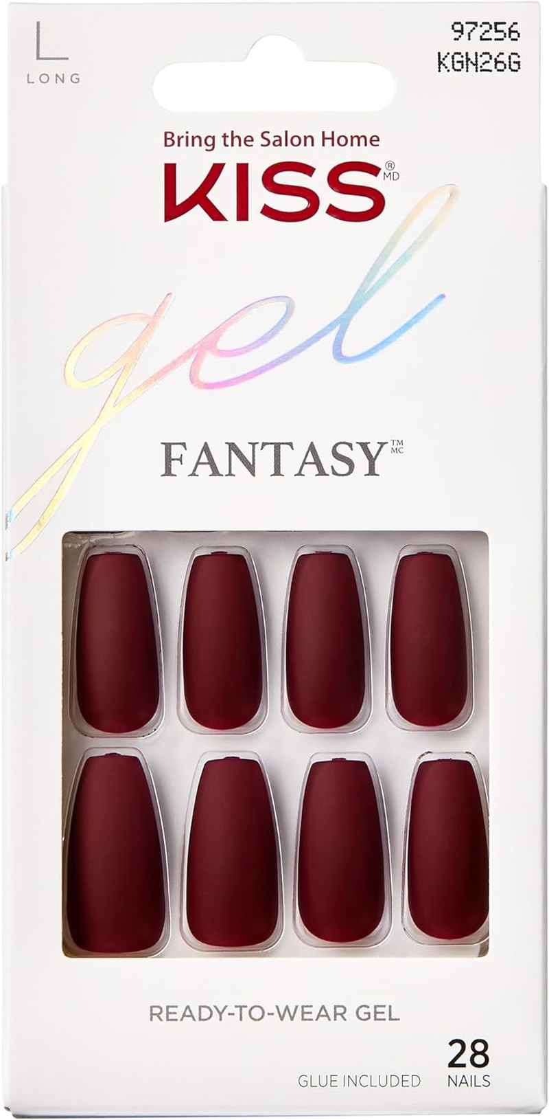 KISS Glam Fantasy Collection, Party'S Over, Special FX Gel Nails, Includes 28 False Nails, Nail Glue, Nail File, and Manicure Stick