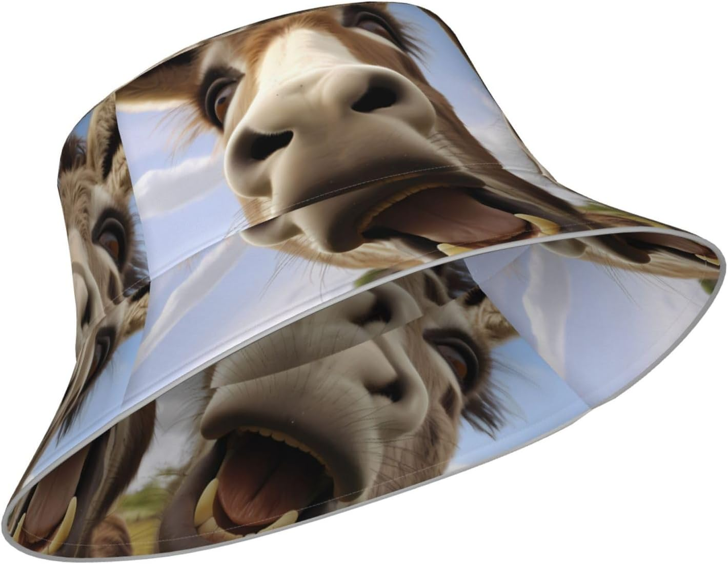 WHJSHOP Funny Donkeys Printing Reflective Bucket Hat Breathable for Men and Women, for Travel, Camping Black image number 1