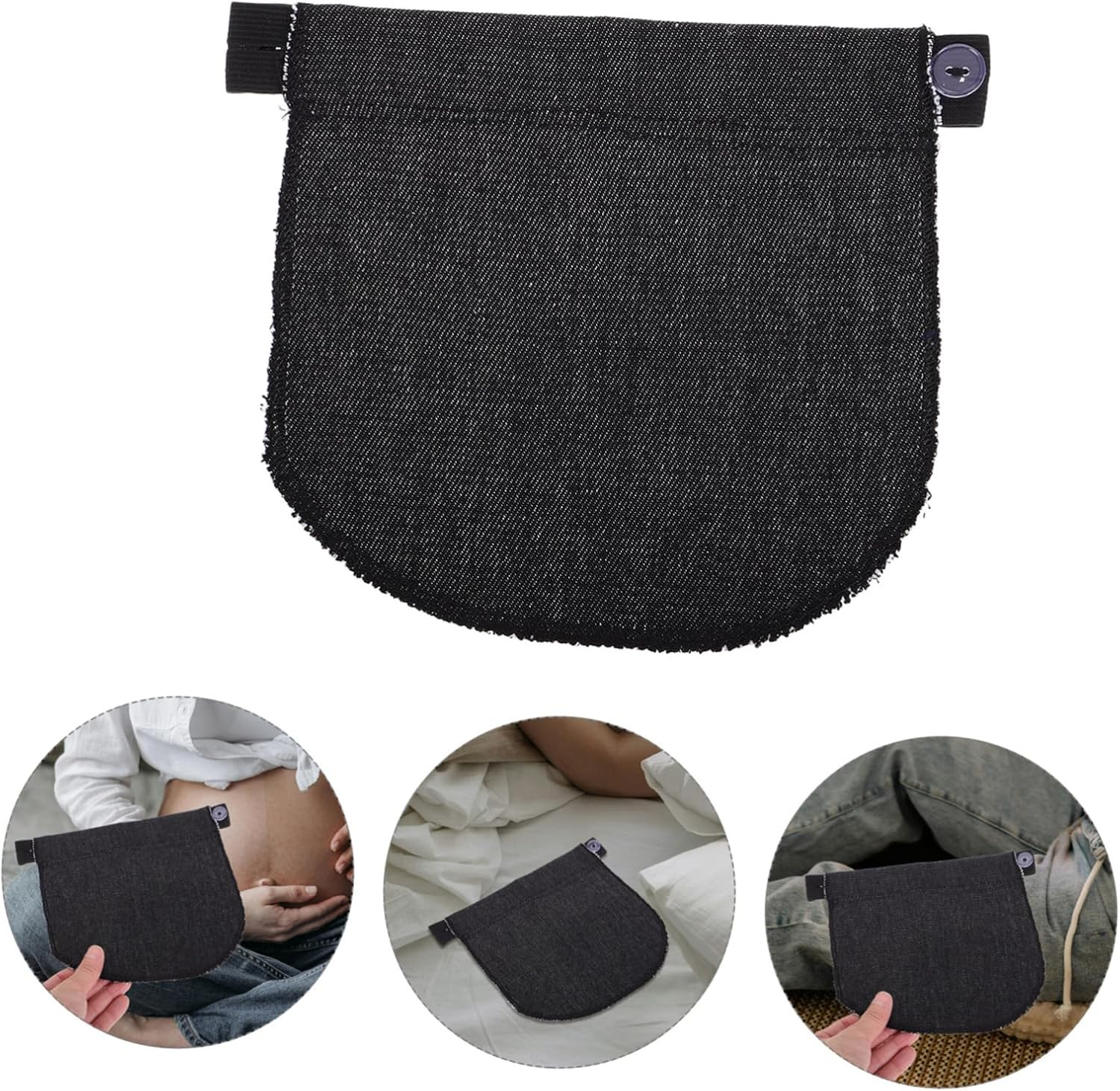 Maternity Waist Extender Elastic Pregnancy Extender Adjustable Waistband Elastic Pregnancy Trousers for Jeans and Pants Black image number 4