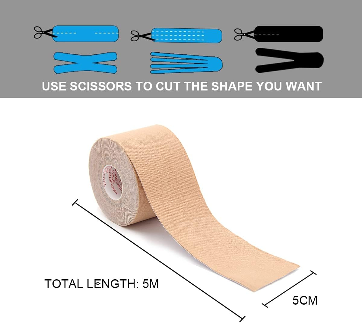 6 Packs Athletic Sports Waterproof Unisexs Kinesiology Tape 5Cm&times;5M,Sports Tape Strapping,Elastic Muscle Support Tape for Exercise & Sports,Provides Support for Muscles and Joints, Knees,Shoulders to Reduce Pain and Injury Recovery,Latex Free image number 1