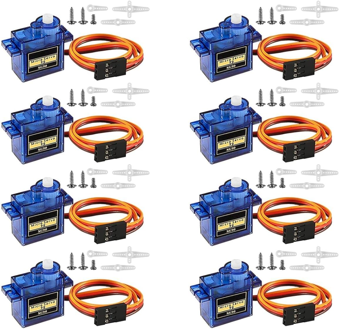 8 Pcs SG90 9G Micro Servo Motor Kit, Mini Servos for RC Robot Arm/Hand/Control with Cable, Mini Servos for Arduino Project image number 2