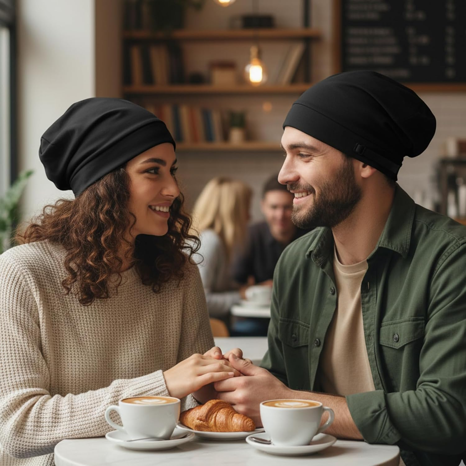 Jazrvr Sleeping Cap, Double Layer Silk Hood for the Night, Adjustable Hair Cap, 24 X 16 X 0.5 Cm, Breathable Design image number 1