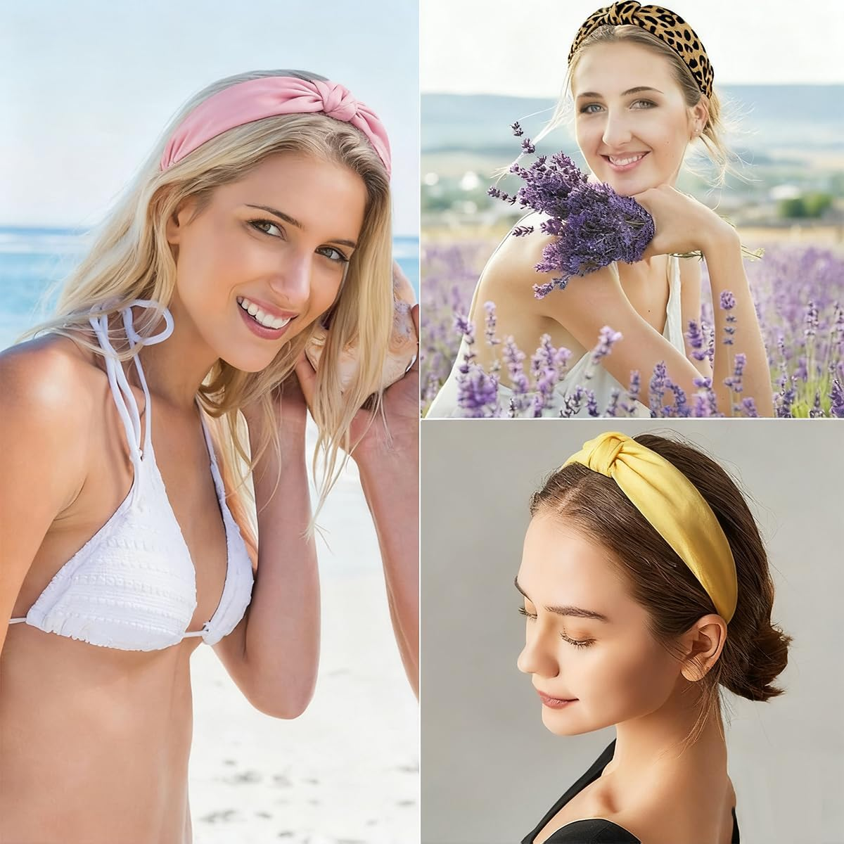 Ruayia Pack of 4 Women'S Headbands, Elastic Hair Bands for Women, Non-Slip, Trendy, Hair Accessories, Headwear, Hair Bands, Wide Non-Slip Headband for Yoga, Workout, Running, Sports image number 2