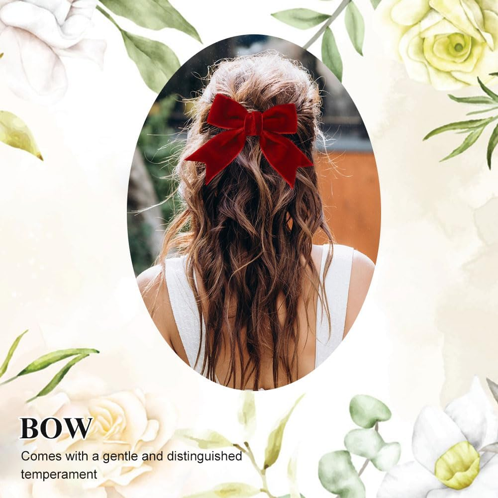 Bowknot Hair Clips - Black/Red/Green - Pack of 6 image number 4