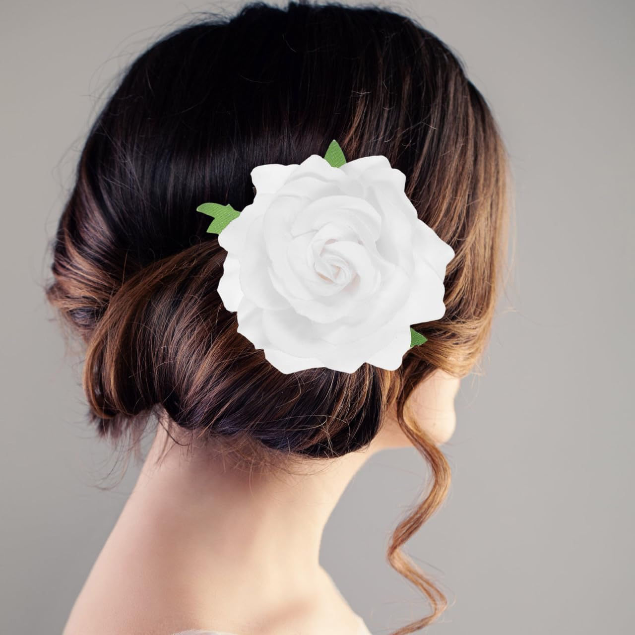 Beavorty 4 Pieces Pink Flower Hair Clips Women Thick Hair Brooch Wedding Flowers Silk Flowers Man Antique White image number 6