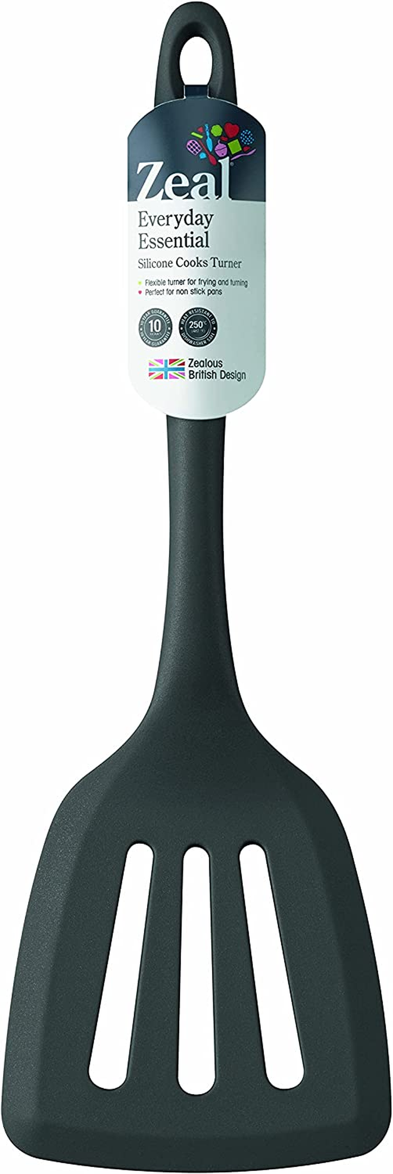 Zeal Silicone Slotted Turner, 30 X 10 X 2 Cm, Charcoal