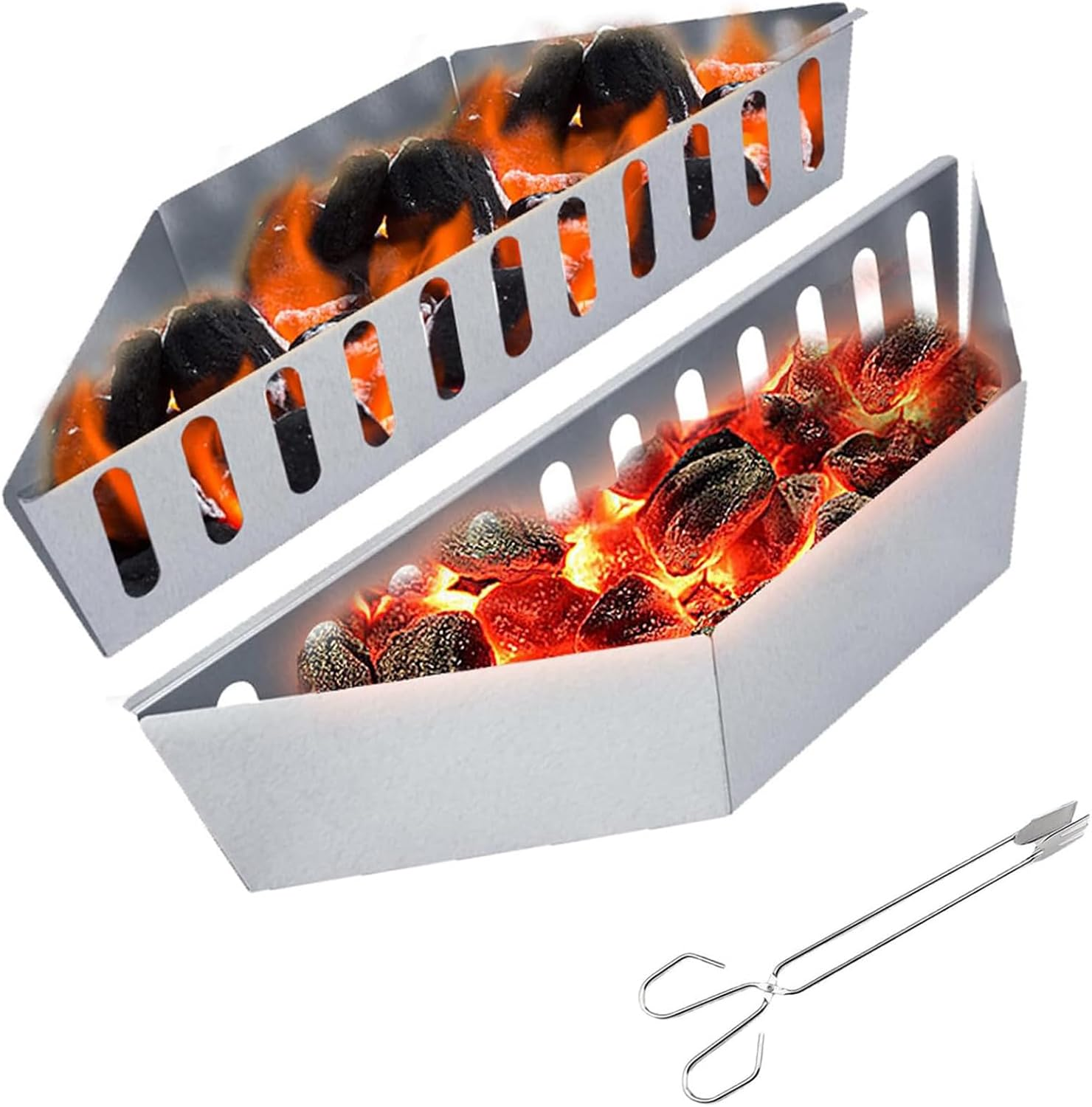 2 Pcs Charcoal Basket, Stainless Steel 0.8Mm Thick Charcoal Rack, Charcoal Tray, Charcoal Tray for Grilling,Suitable for Charcoal Balls and Wood Chips,Fits Most Barbecues and Most Kettle Grill image number 1