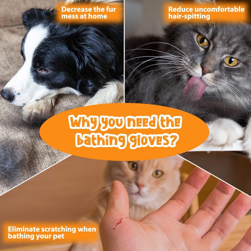 Comfpet Dog Washing Gloves for Hair Removal, Cat Grooming Gloves, Bathing and Massaging for Puppy and Kitty, Food Grade Silicone (Gray) image number 6