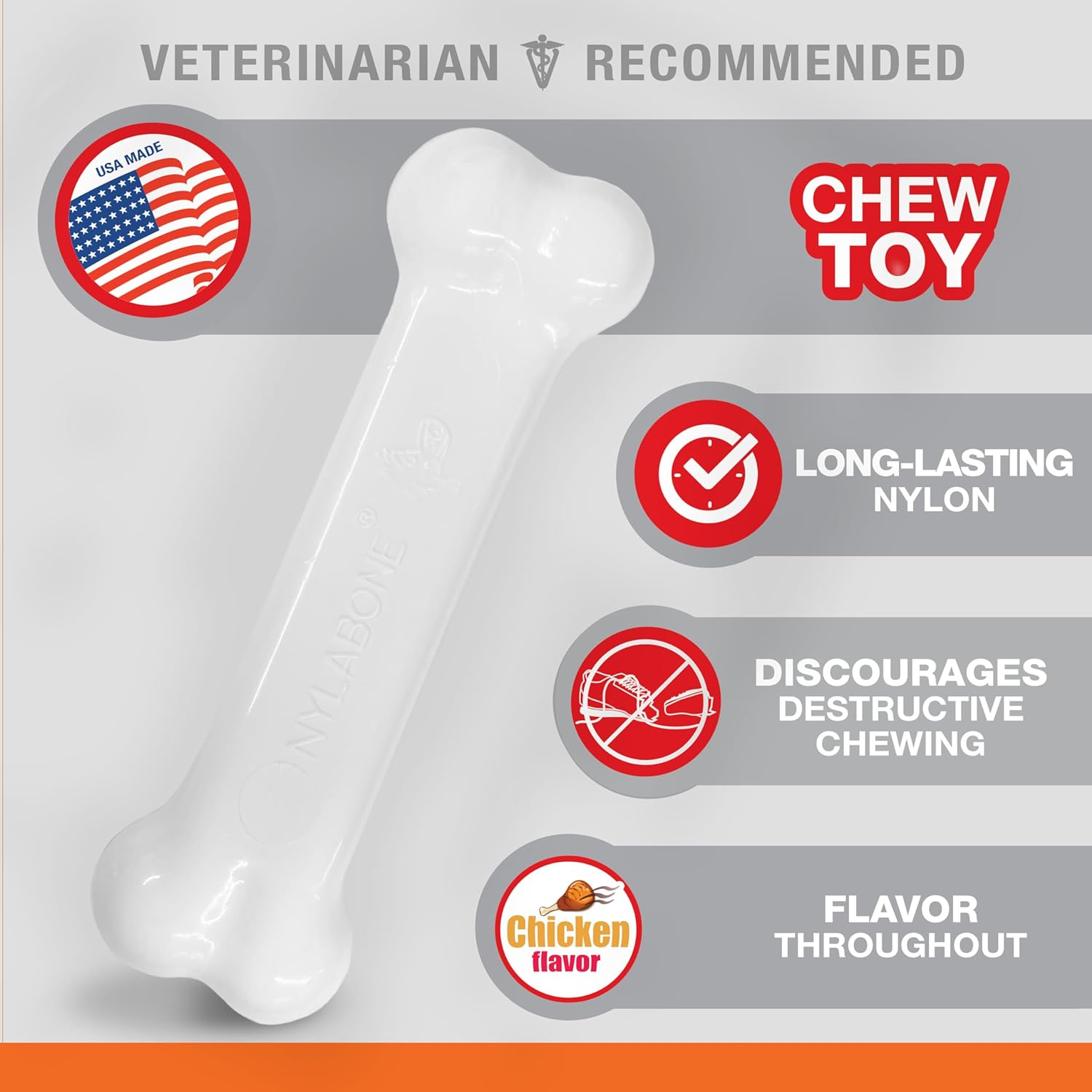 Nylabone Chicken Bone Chew Toy on Card, Wolf image number 5