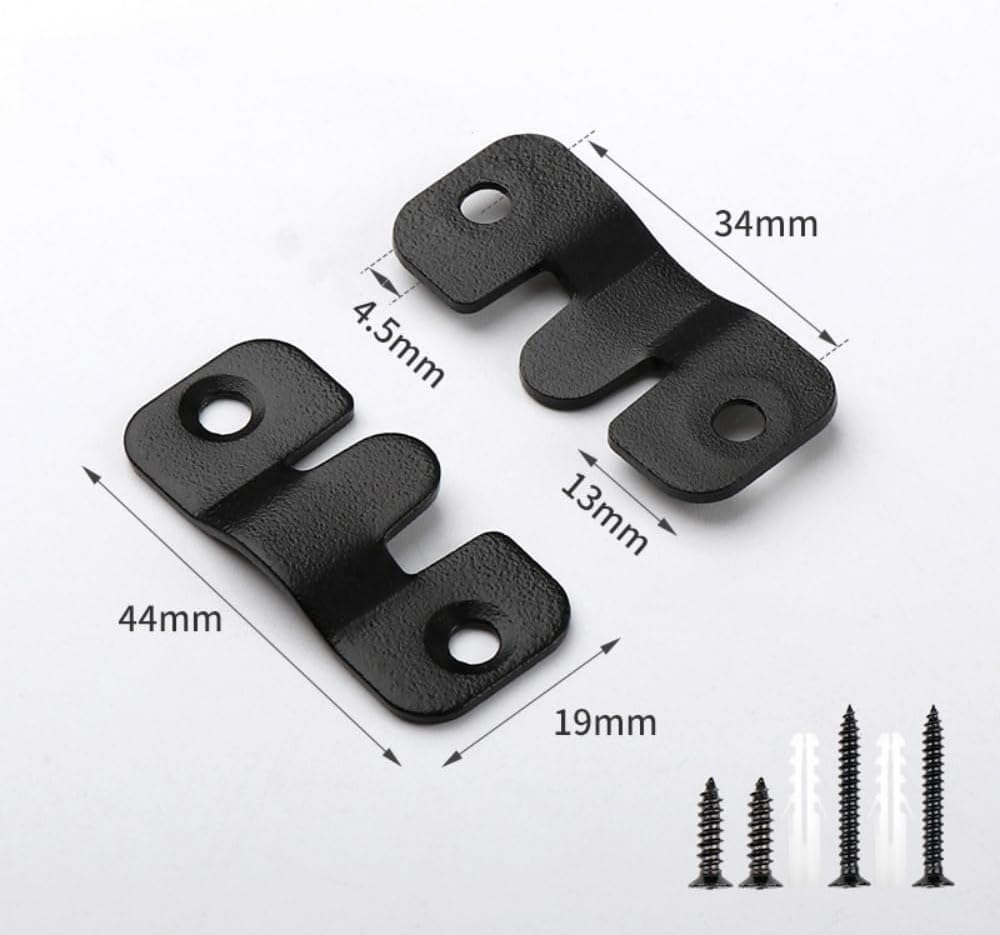 4 Pairs Flush Mount Bracket Concealed Interlocking Hang Buckle Stainless Steel Photo Hook Hardware Hanging for Pictures Mirrors Frames Headboard Furniture Connector Hangers(Black) image number 5