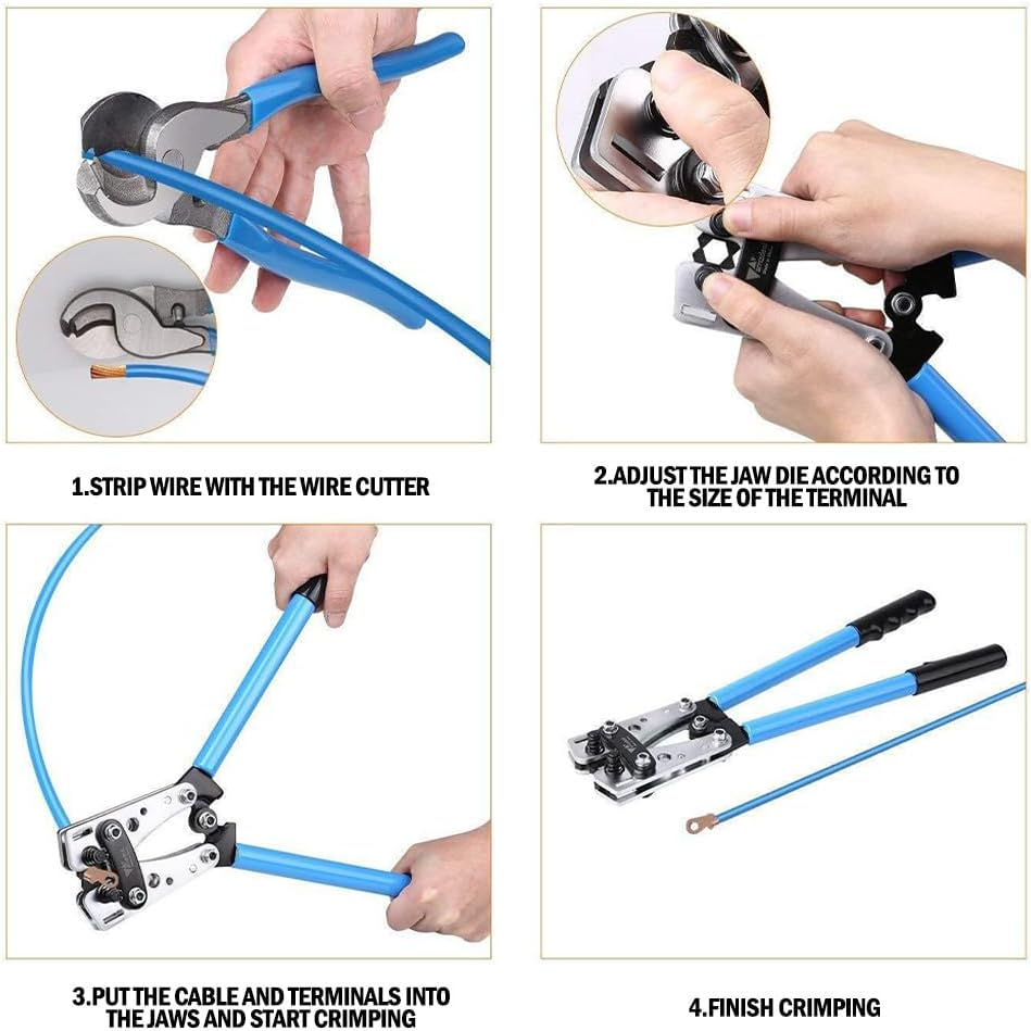 Tootoo Crimping Tool Cable Crimper Wire Plug Pliers Battery Terminal Lug Hex 6-50Mm&sup2;
