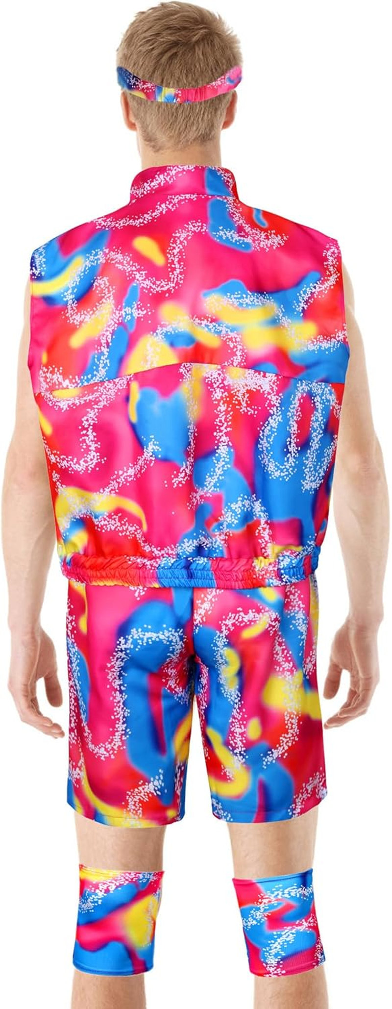 Cosrea Ken Costume for Men Sportswear Tank Top Vest Beach Shorts Sun Visor Kneepad Outfit 80S Workout for Adult Halloween image number 3