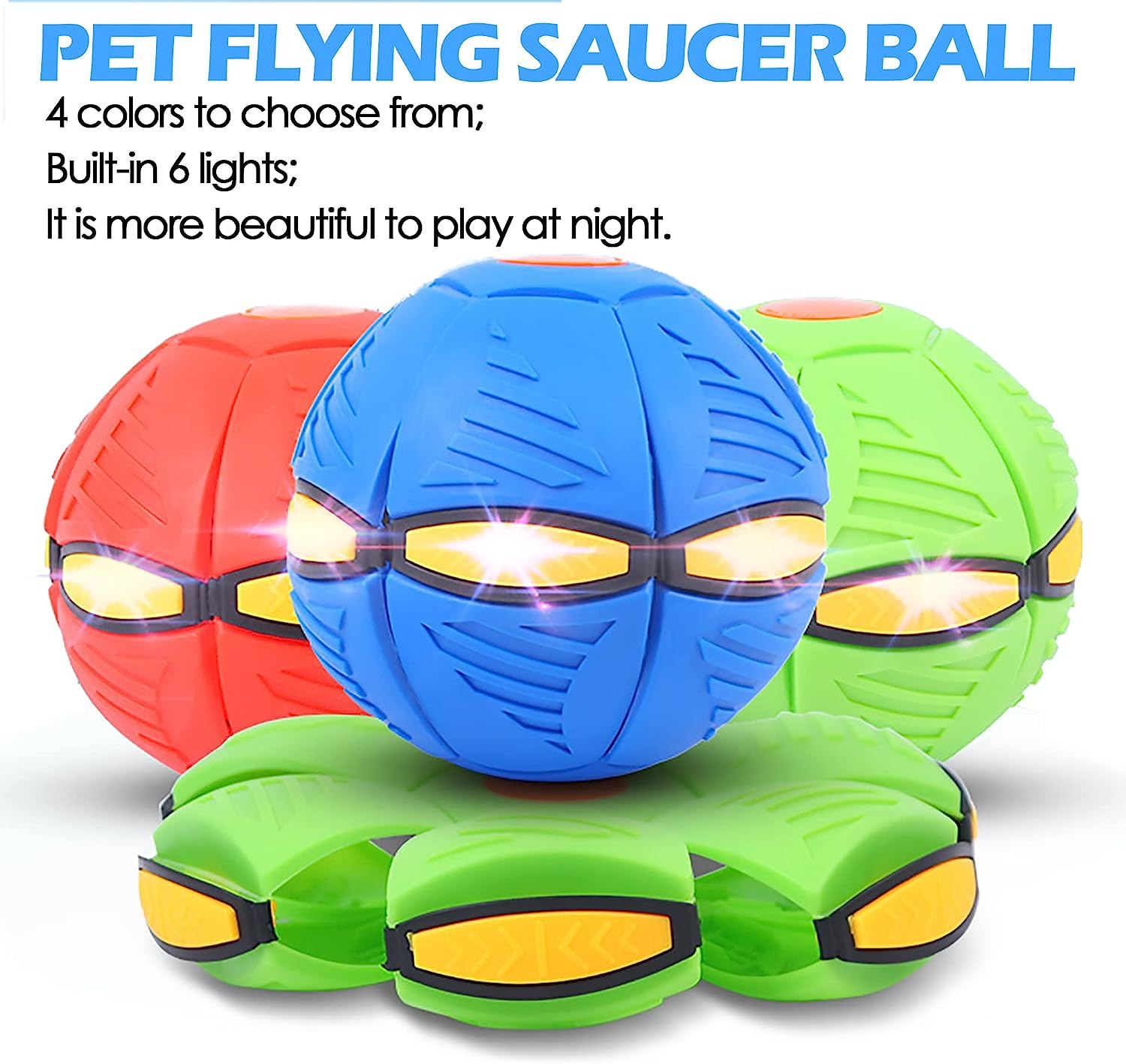 Pet Toy Flying Saucer,Dog Toy Deformation of Foot Pressure,Portable Dog Flying Saucer Toy,Interactive Flying Ball for Dogs,Outdoor Sports Suitable for Small Dogs-Blue image number 2