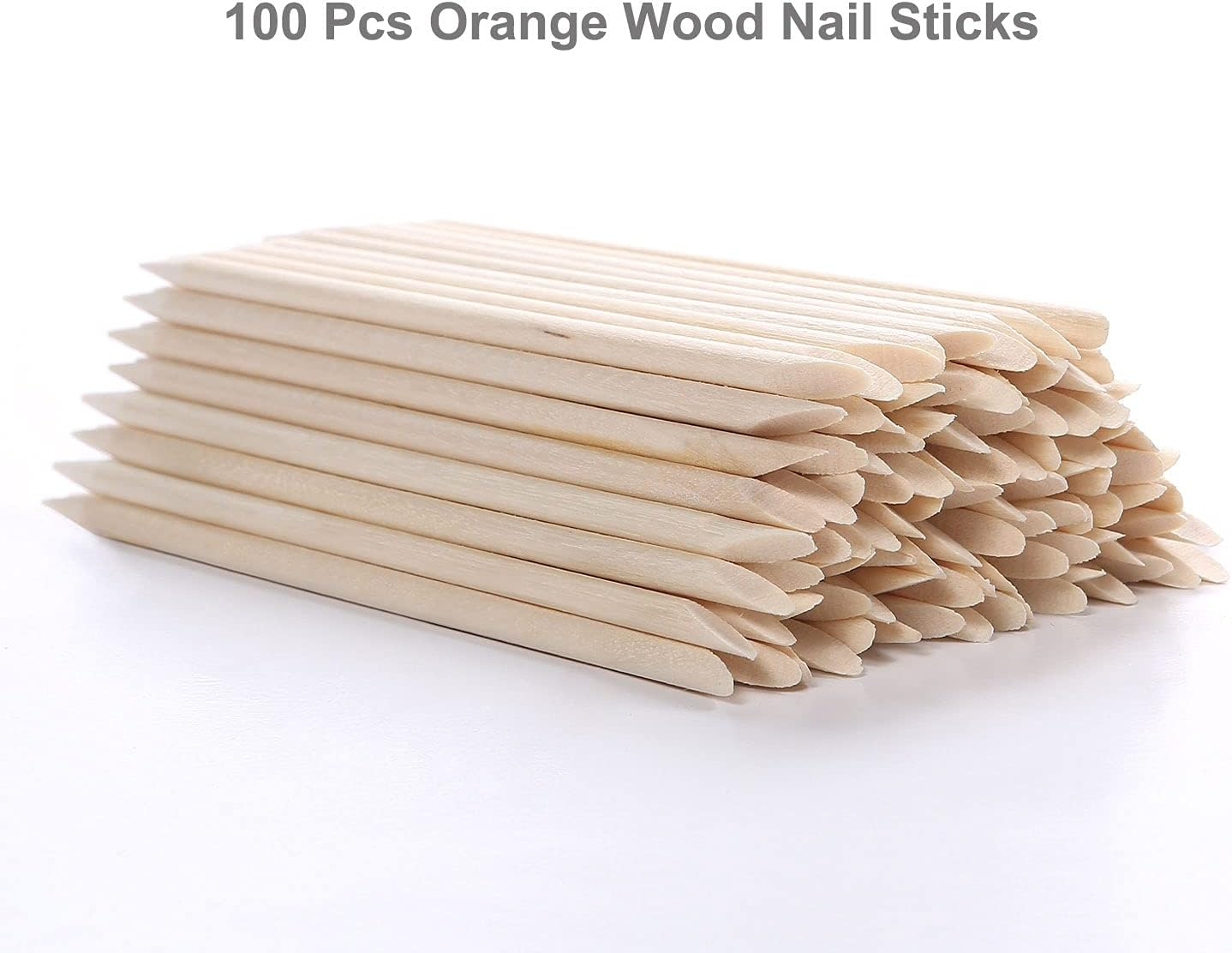 HOOMBOOM 100Pcs Orange Wood Sticks for Nails, Double Sided Cuticle Pusher Remover Nail Art Manicure Pedicure Tool for Manicure Pedicure image number 2