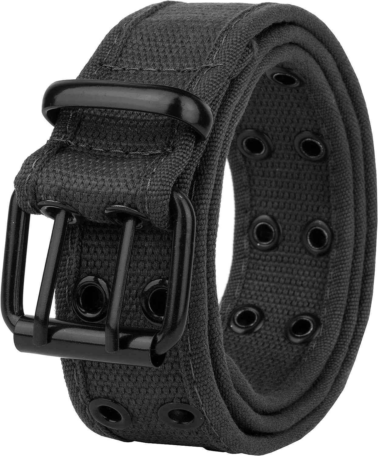 Gelante Canvas Double Grommet Hole Belt - Black, 15 Colors, Medium, Large, X-Large