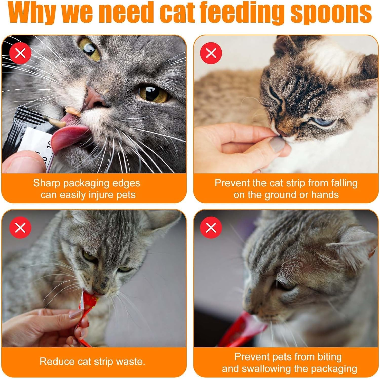 OMIPAWZ 3 Pcs Happy Cat Squeeze Treat Spoon, Strip Feeder for Lickable Treats image number 6