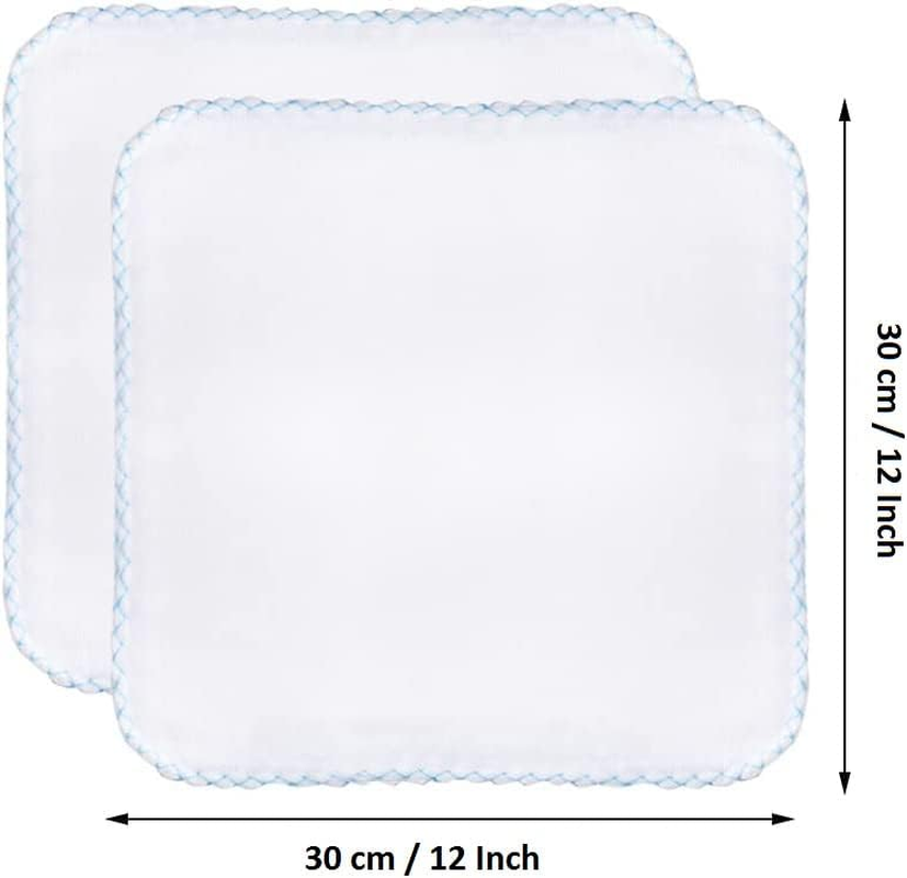 10 Pack Muslin Face Cloths, 12X12 Inch Cotton Muslin Cloths Muslin Pack Facial Towels Reusable Cleansing Cloths Remover for Makeup Removal Facial Face Cleaning(Blue Edge) - Blue Edge image number 6
