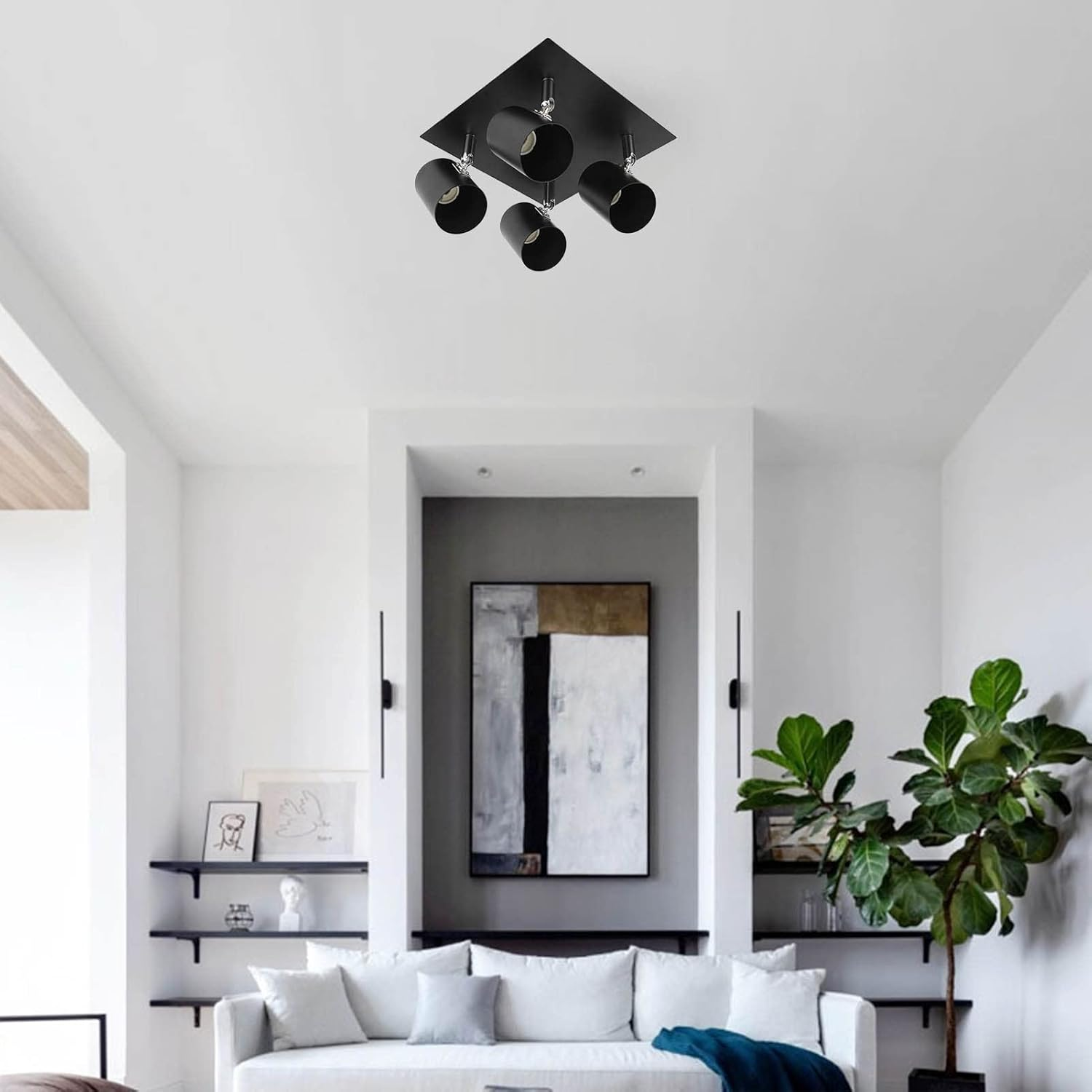 4 Light Adjustable Industrial Track Lighting Fixtures Modern Black GU10 Lampholder