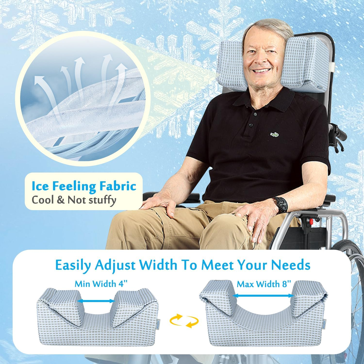 Mybow Wheelchair Pillow Headrest for Recliner High Back Wheelchair Neck Support Positioner Head Positioning Cushion Medical Neck Stabilizer Foam Wedge for Adults Single Sofa Geri Chair Wheelchair image number 1