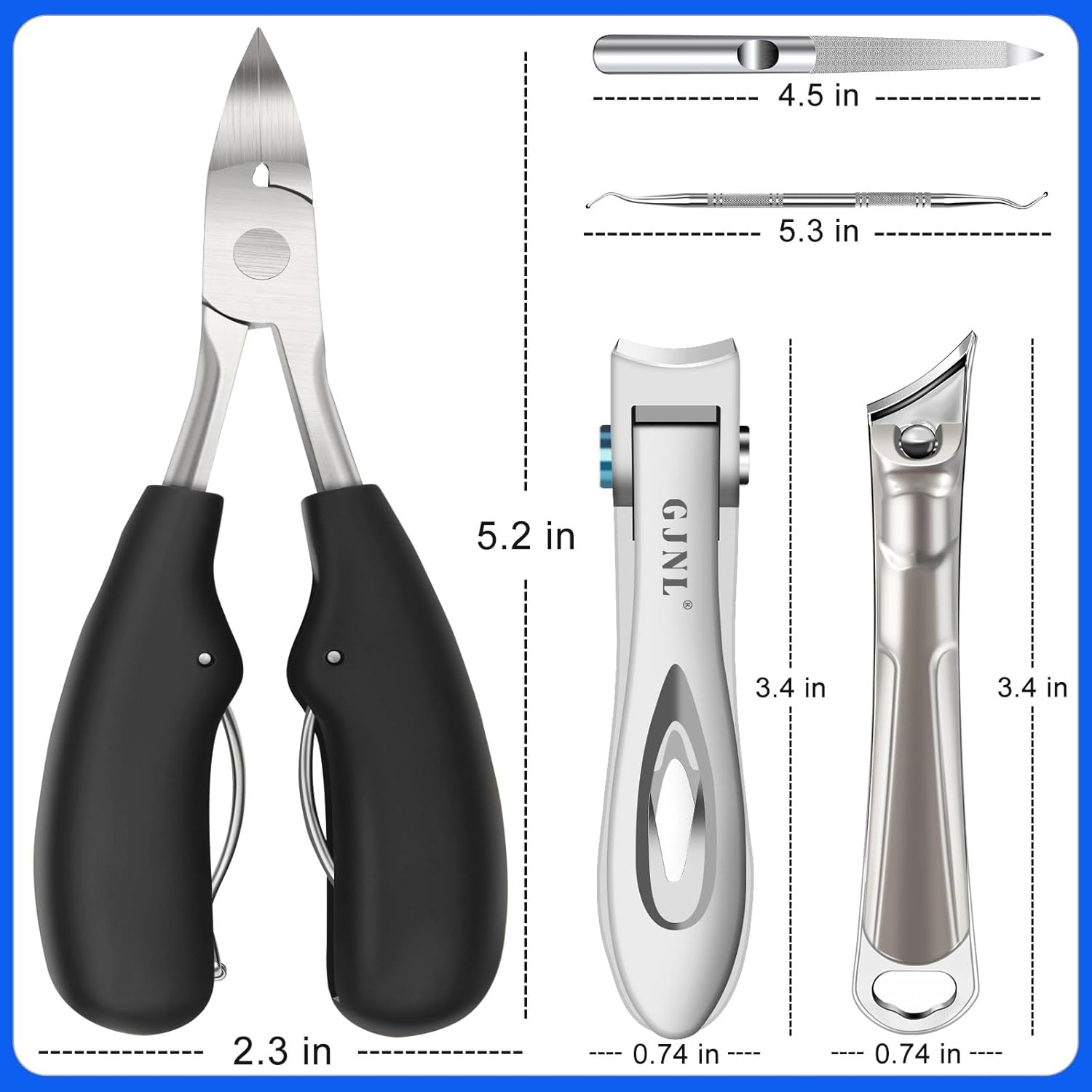 Toenail Clippers for Seniors Thick Toenails, Heavy Duty Large Toe Nail Clippers for Men Thick Nails with Wide Opening, Sharp Ingrown Toenail Clippers Nail Cutter Long Handle with Slanted Curved Blade - Black  Sliver image number 7