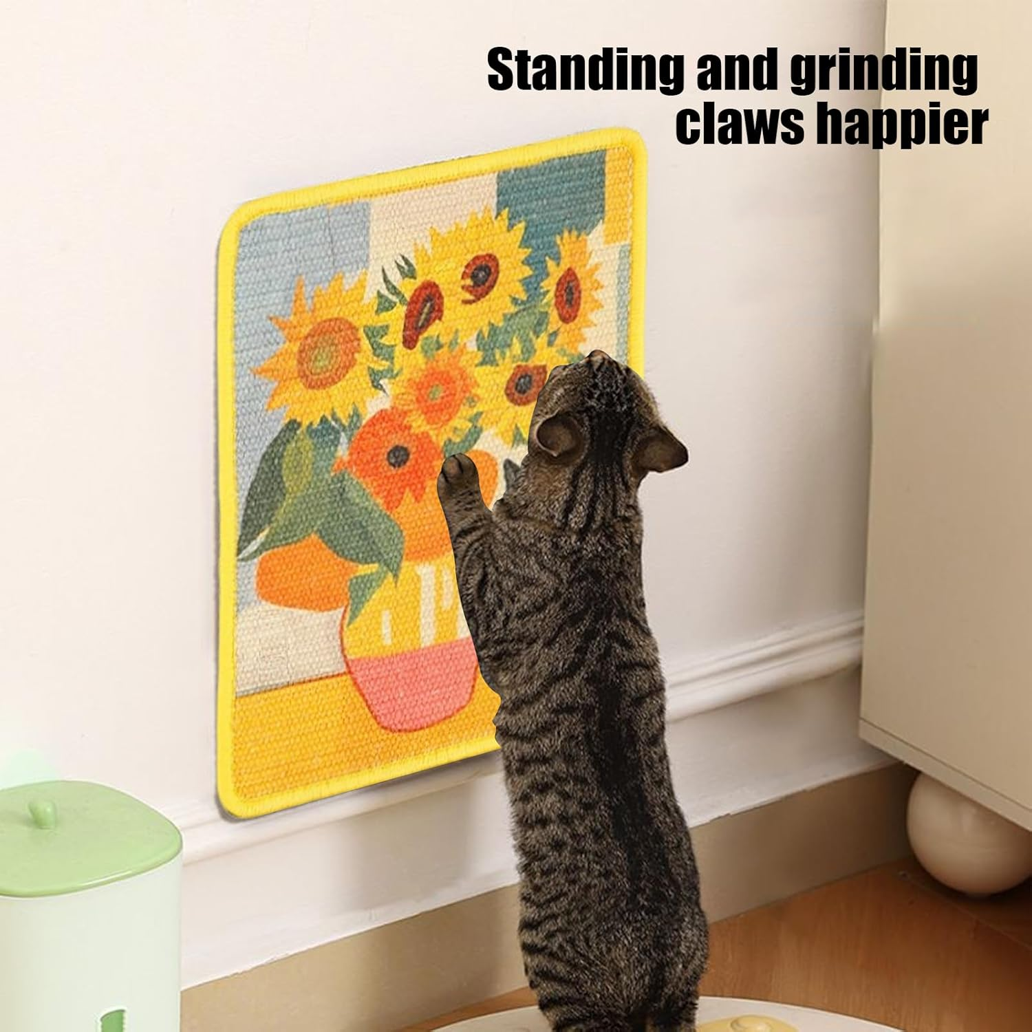 Apujent Cat Scratch Wall Pad | Vertical Art Wall Scratching Board for Indoor | Furniture Protector Pet Supplies for Kitten Training Behavior Correction Corner Playing Enrichment image number 1