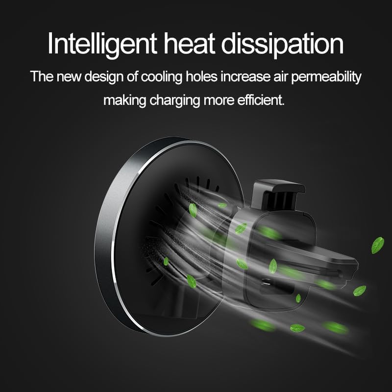 Magnetic Car Mount Wireless Charger for Iphone 12/13/14/15/16, 15W Fast Charging, Qi Compatible, Vent Mount image number 3