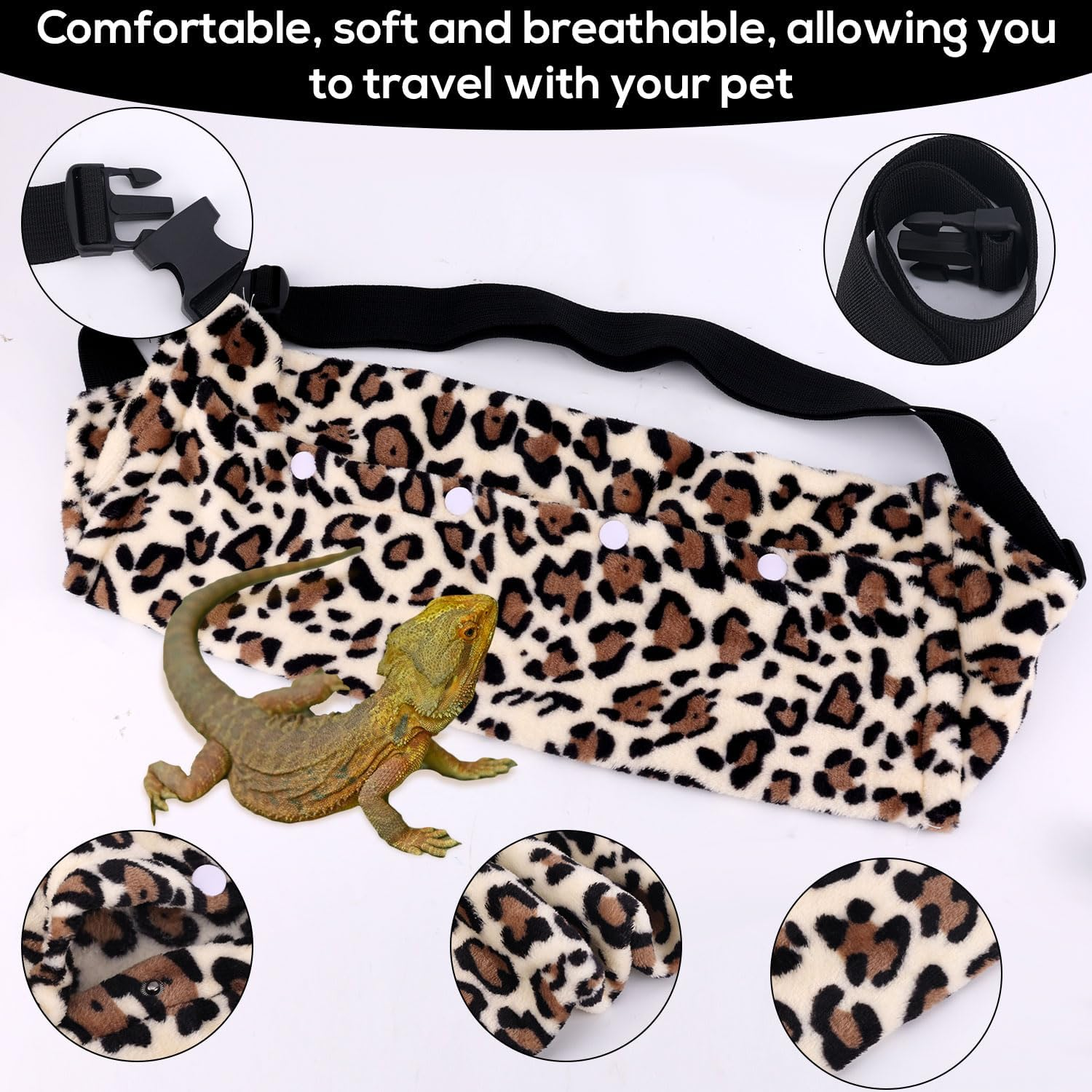 Bearded Dragon Backpack and Leash with Wings, Adjustable Lizard Leash Reptile Harness Pet Reptile Backpack with Wing Accessories for Outdoor Walking Travel Rest image number 5