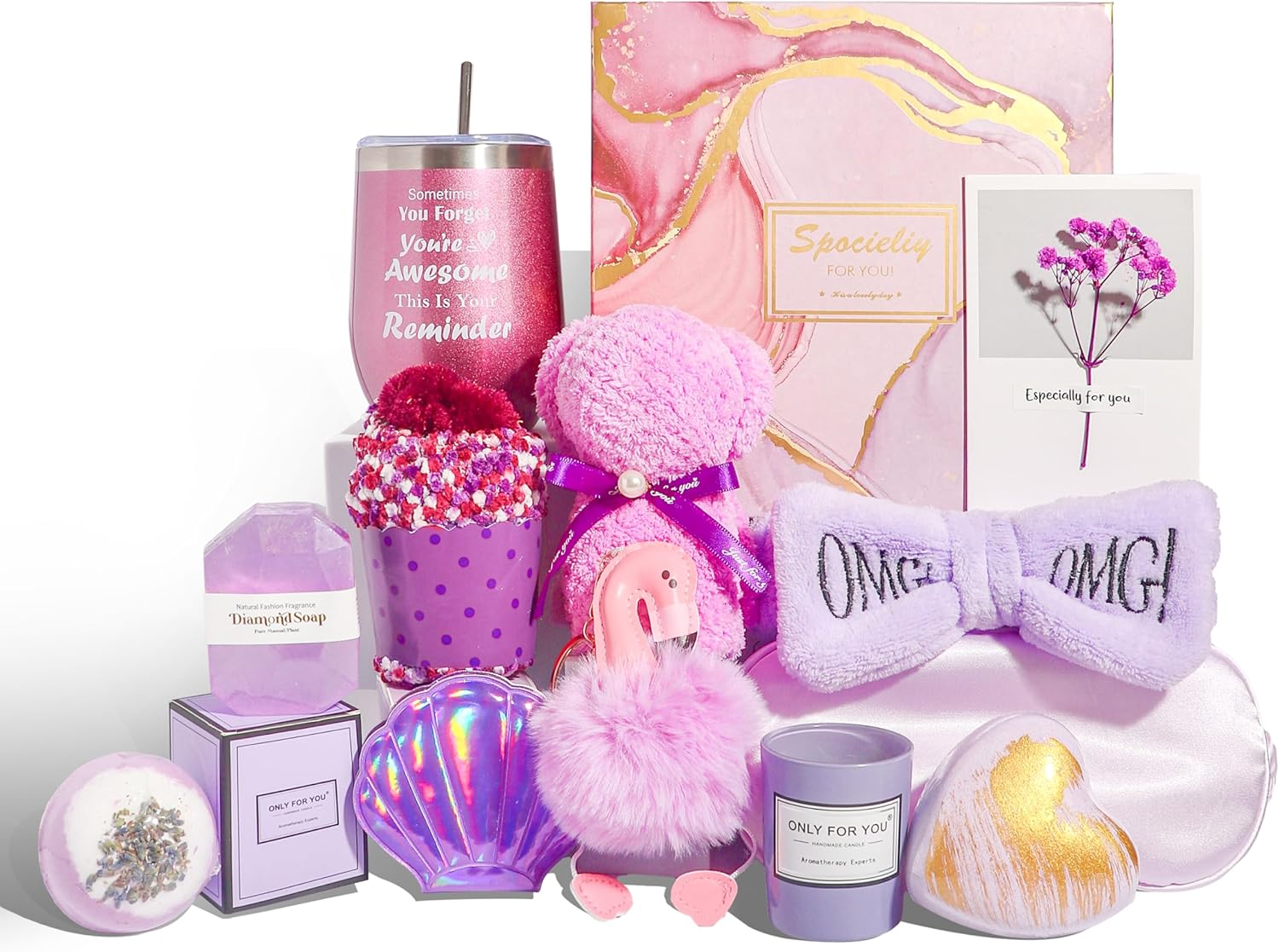 Women Birthday Gifts Ideas, 13 Pieces Self Care Gift Package for Female Friend BFF Mom Girlfriend Wife Daughter Sister Grandma, Relaxing Gift Basket Include 12Oz Wine Tumbler with Lid and Straw image number 6