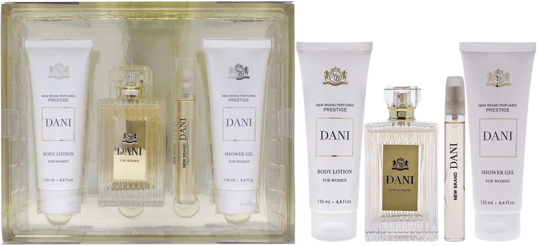 Prestige Dani by New Brand for Women - 4 Pc Gift Set 3.3Oz EDP Spray, 0.5Oz EDP Spray, 4.4Oz Shower Gel, 4.4Oz Body Lotion image number 3