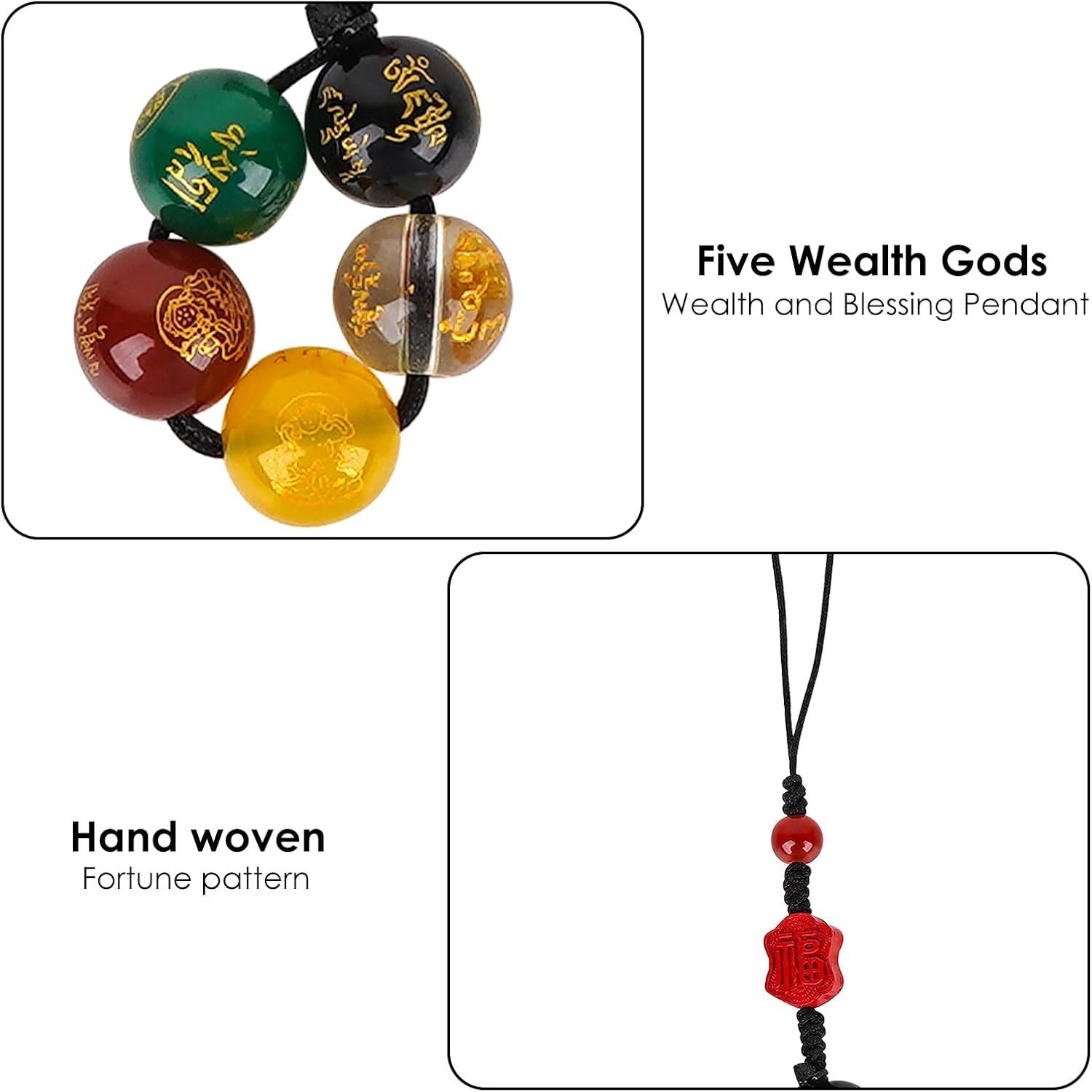 Chiorgone Cinnabar Feng Shui Keychain & Phone Strap &ndash; Five Roads God of Wealth Charm for Prosperity, Versatile Pendant for Cars, Keys, and Gifts. image number 1