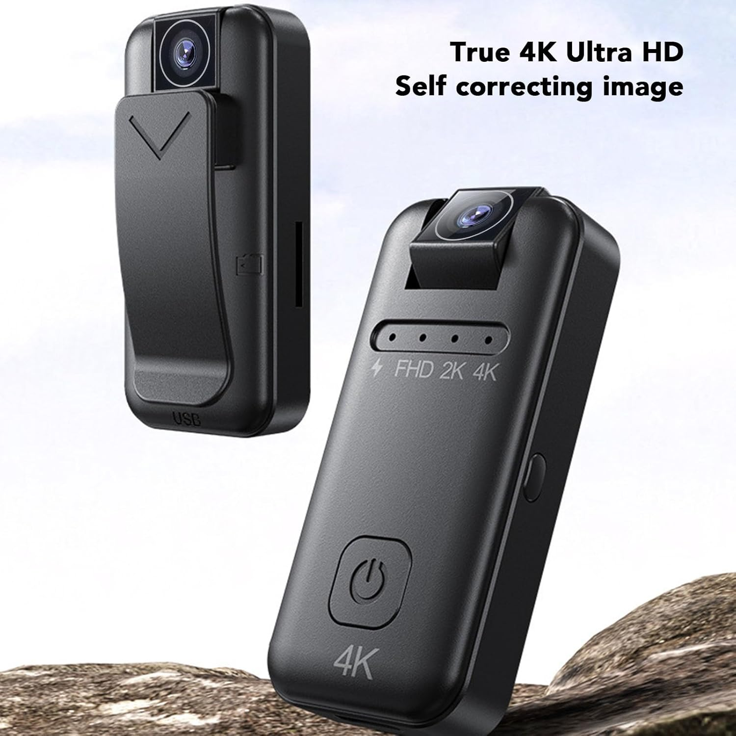 4K Mini Action Camera, Thumb POV Portable Body Cam Wearable Video Recorder Camcorder, Helmet Mount, Magnetic, Sport DV for Bike Cycling, Pet, Vlogging image number 2