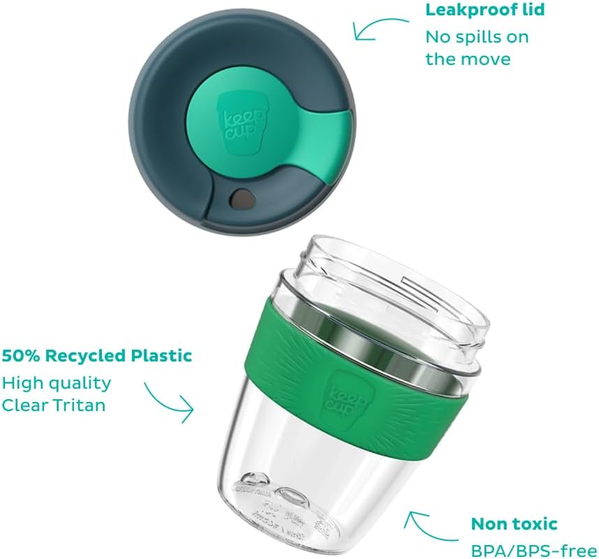 Keepcup Traveller Light, Reusable Coffee Cup Travel Mug - Lightweight Plastic with Leakproof Sipper Lid - 12Oz / 340Ml - Calenture Clear image number 2