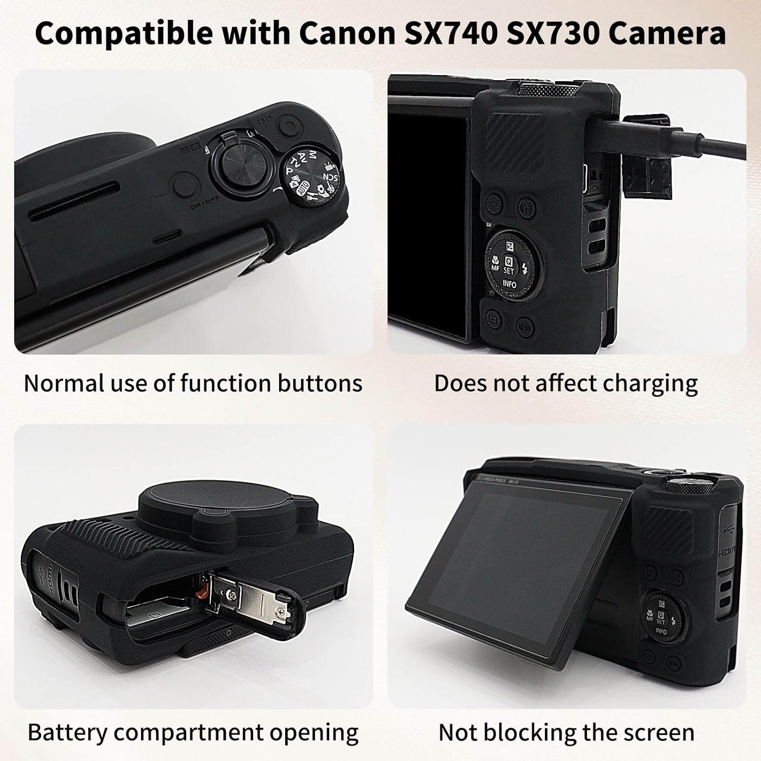 VOVMOEYA Camera Case for Canon Powershot SX730/SX740 HS, Sx730/740 Hs Camera Case Accessories Kit,Eva Hard Carrying Bag + Soft Silicone Protective Cover + 2 LCD Tempered Films-Black - Grey And Pink image number 2