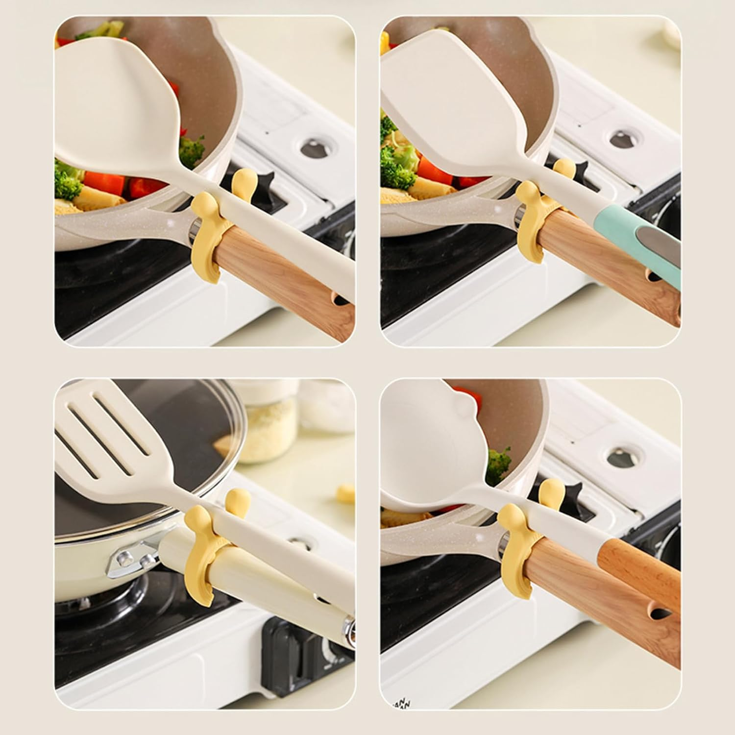 Pot Clip Spoon Rest, Silicone Ladle Rack, Decorative Spatula Spoon Stand for Home Cooking Camping Picnic Rv Restaurant Baking