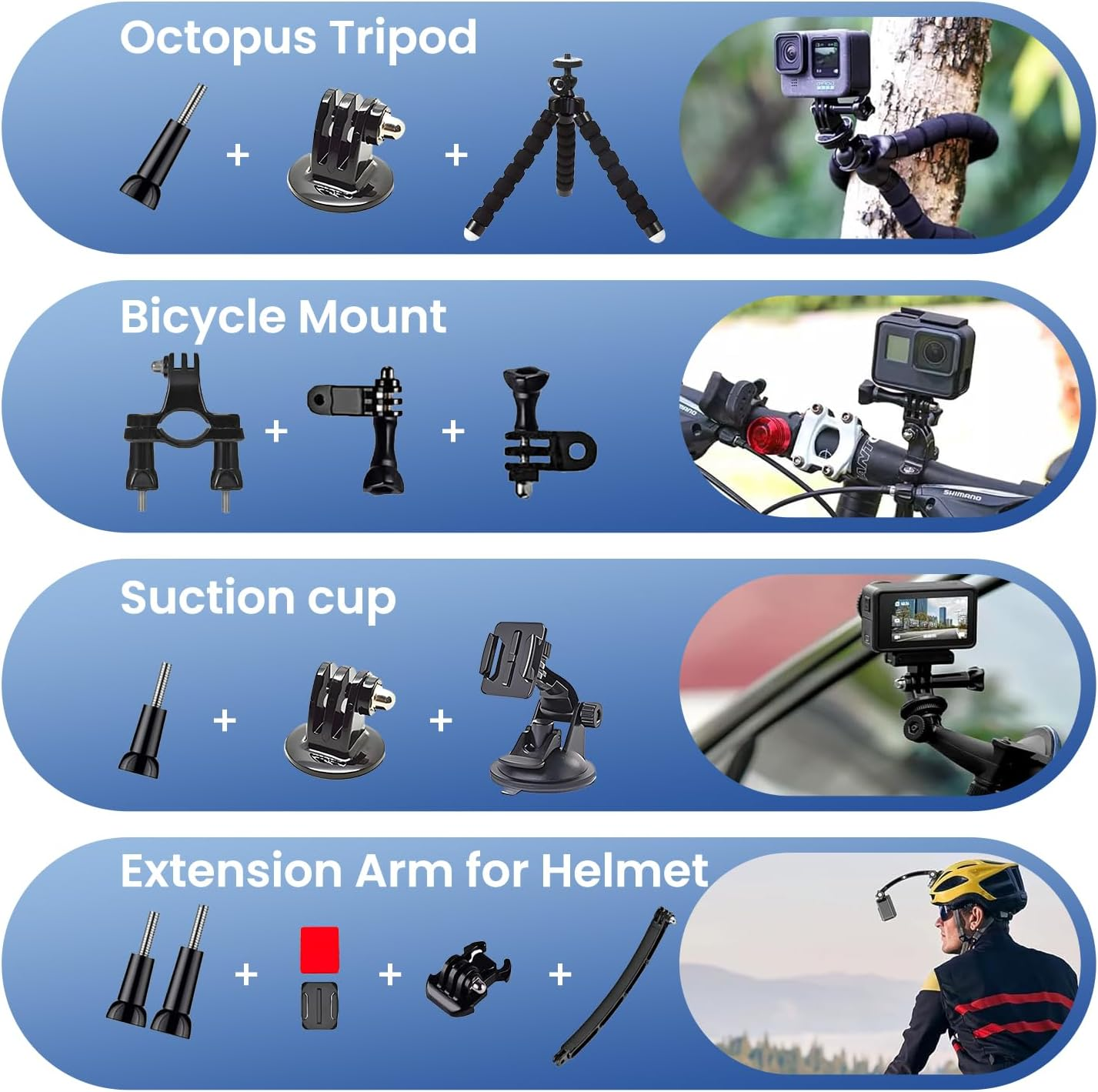 Xkimos Action Camera Accessories Kit,Includes Waterproof Housing &Silicone Case, for Gopro Hero 13/12/11/10/9/8/ 7, DJI Osmo Action 4, AKASO Brave 7, APEMAN, Campark, SJCAM image number 5