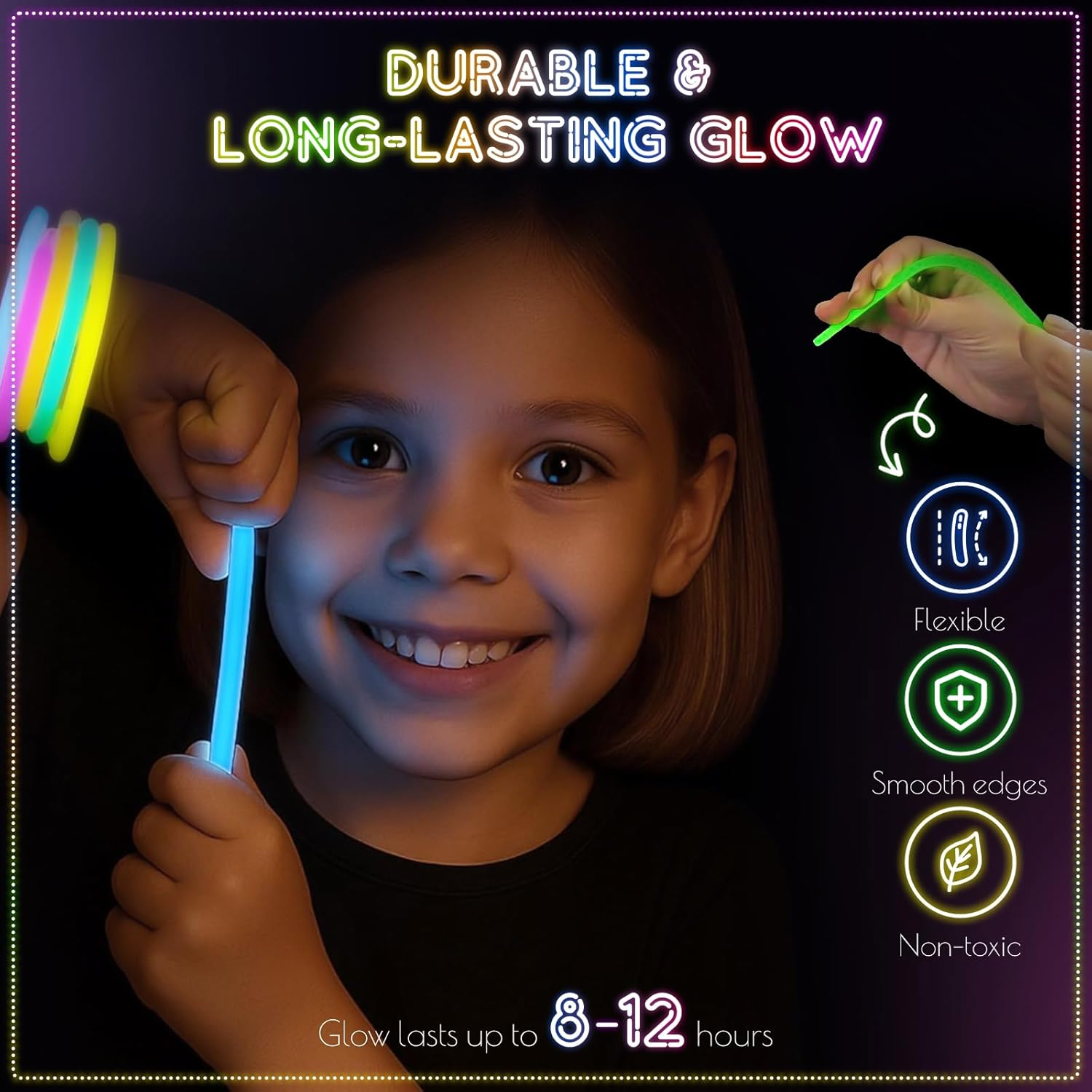 Wukong Glow Sticks 120 PCS - Ultra Bright 6 Colours Glow in the Dark Party Supplies with Connectors for Bracelet Necklace, Glowsticks Party Favours for Halloween, Christmas, Birthday Party Decoration image number 2