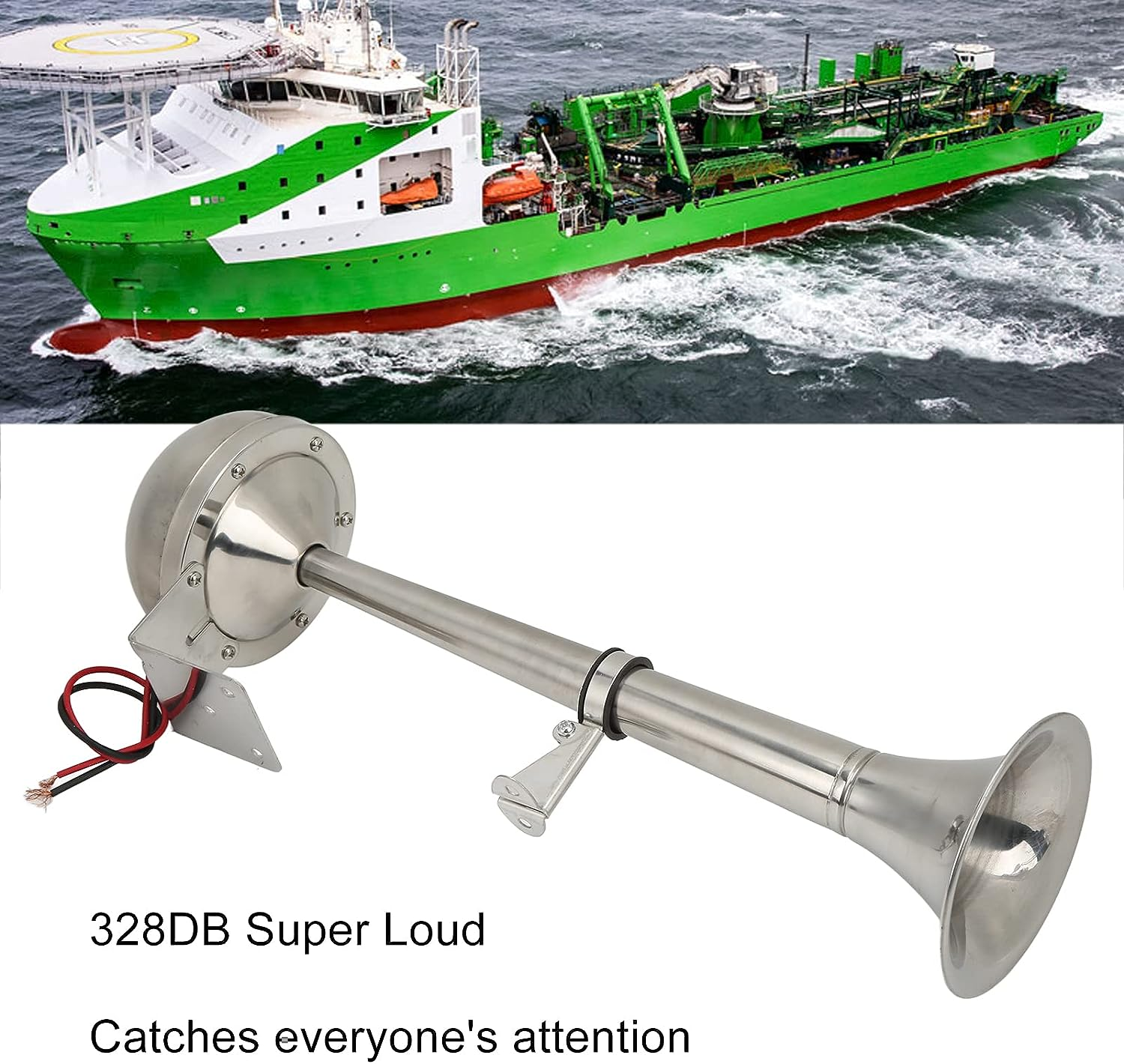 Gugxiom 12V Marine Horn Boat Horn Marine, No Magnetic Stainless Universal Boat Air Horn Coast Guard Approved, Air Horns Loud Marine Air Horns Single Trumpet for Safety image number 6