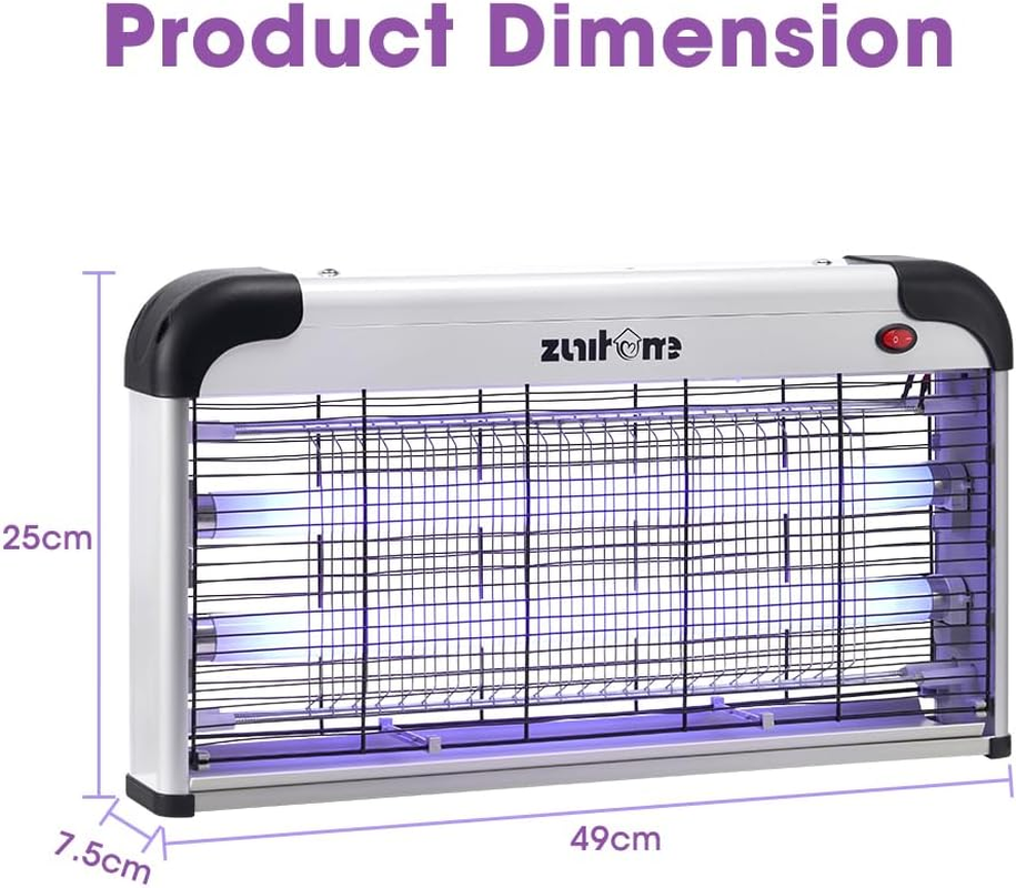 ZUNI Electric Bug Zapper, 2400 Volt Powerful Flying Insect Mosquito Fly Zapper, 30W Blue UV Light Attract, Durable Mosquito Trap, Easy-To-Clean, with a Removable Washable Tray image number 6