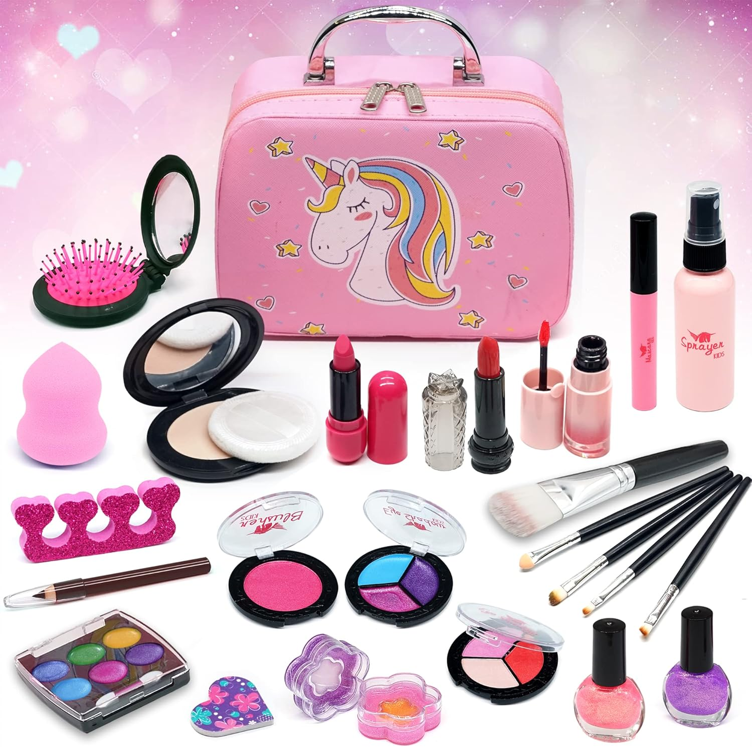 Kids Makeup Set for Girl - Washable Make up Set for Girls, Real Play Makeup for Kids Toddlers, Safe Dress up Toys Age 3+, Christmas Birthday Gift for Girls Ages 4 5 6 7 8 9 Year Old