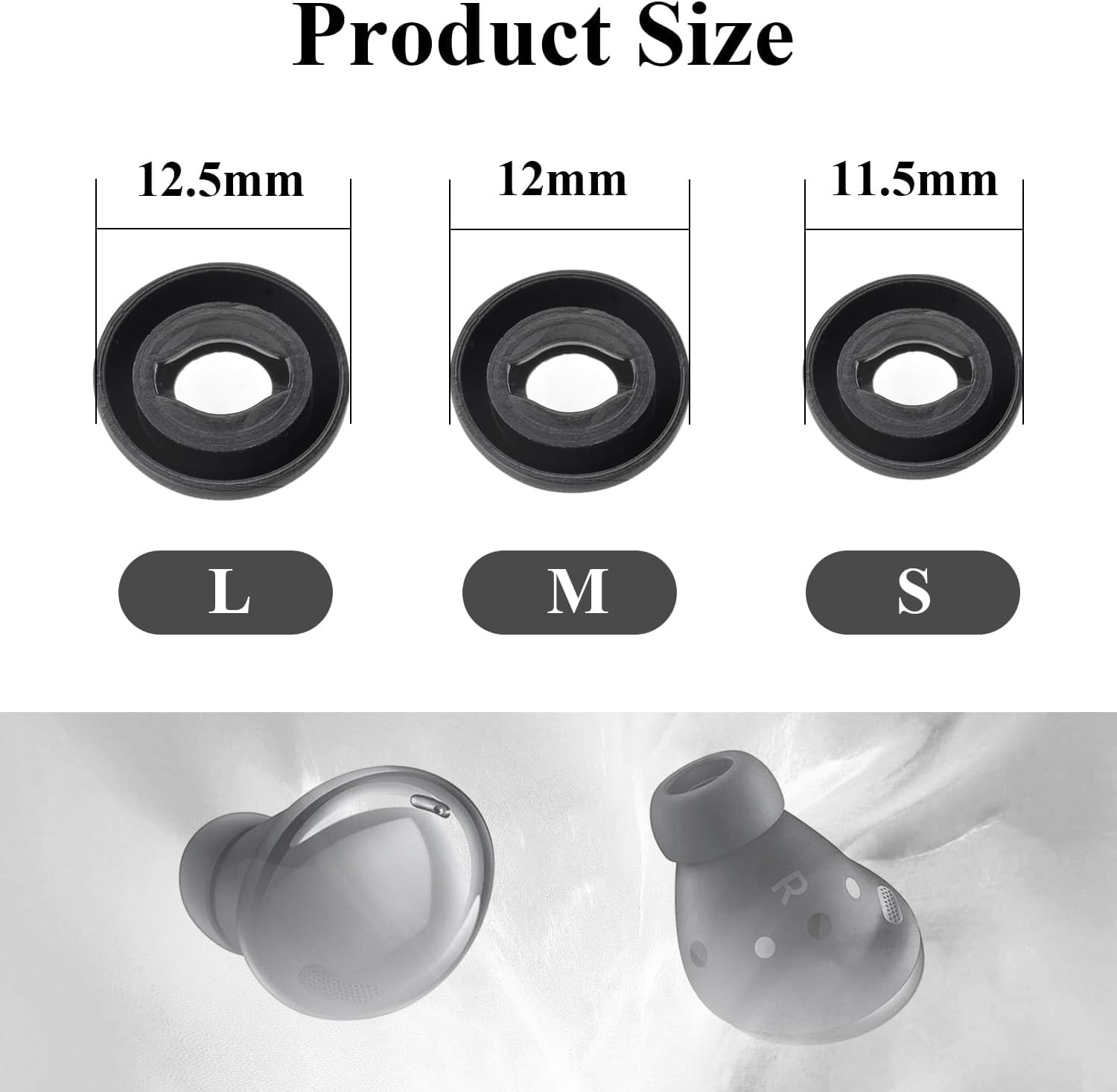 Adhiper Silicone Eartips Replacement Buds Pro Earbuds Earmuffs Compatible for Samsung Galaxy Buds Pro Earplugs-Fit in the Charging Case, Noise-Reducing Non-Slip Silicone Earplugs with Filter (Black) image number 4