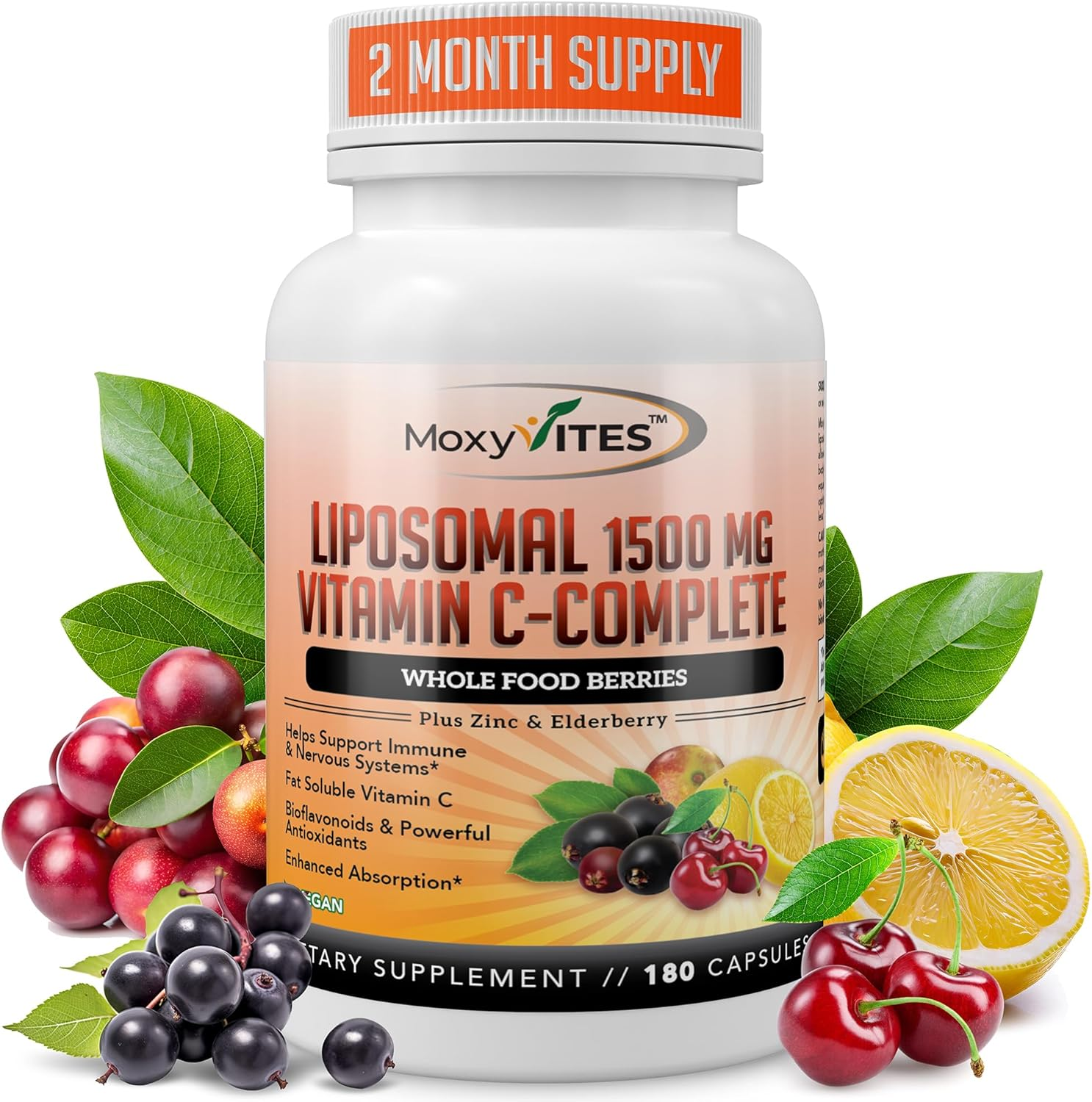 Liposomal Vitamin C Capsules with Zinc, Organic Elderberry, Amla, Camu Camu, plus &ndash; High Absorption Vitamina C, anti Aging, Immune Support,1500Mg/Serving 3 Month Supply, Gluten Free NON GMO Vegan Caps image number 5