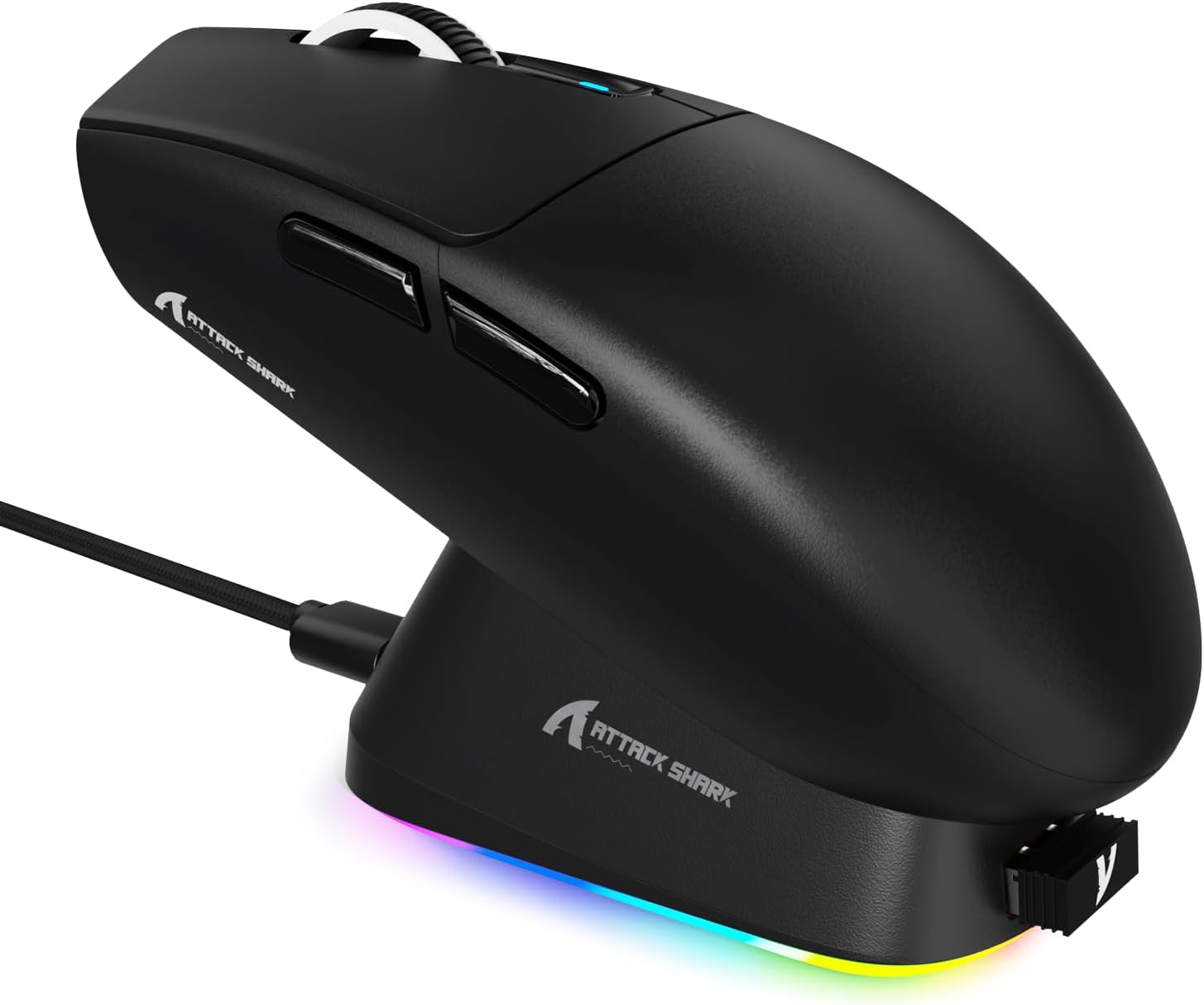 ATTACK SHARK G3PRO Wireless Gaming Mouse with RGB Charging Dock,2.4G/Usb-C Wired/Bt PAW3311 Optical Sensor 1K Polling Rate Adjustable 25K Dpi,500Mah Battery Ultra Lightweight 59G Mice (White)