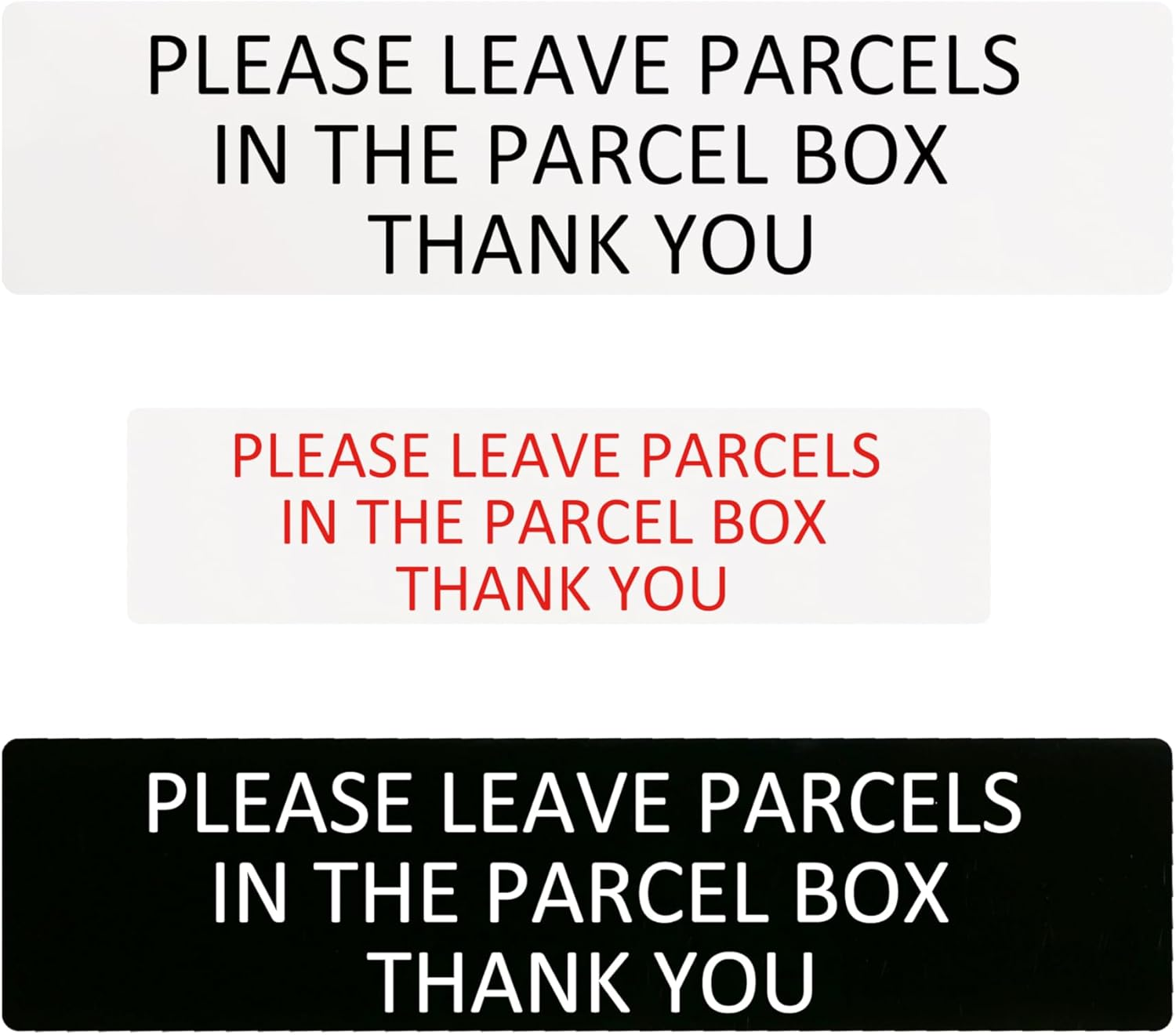 Please Leave Parcels in the Parcel Box Thank You Self Adhesive Plaque Sign (Style 2, 40X160Mm)