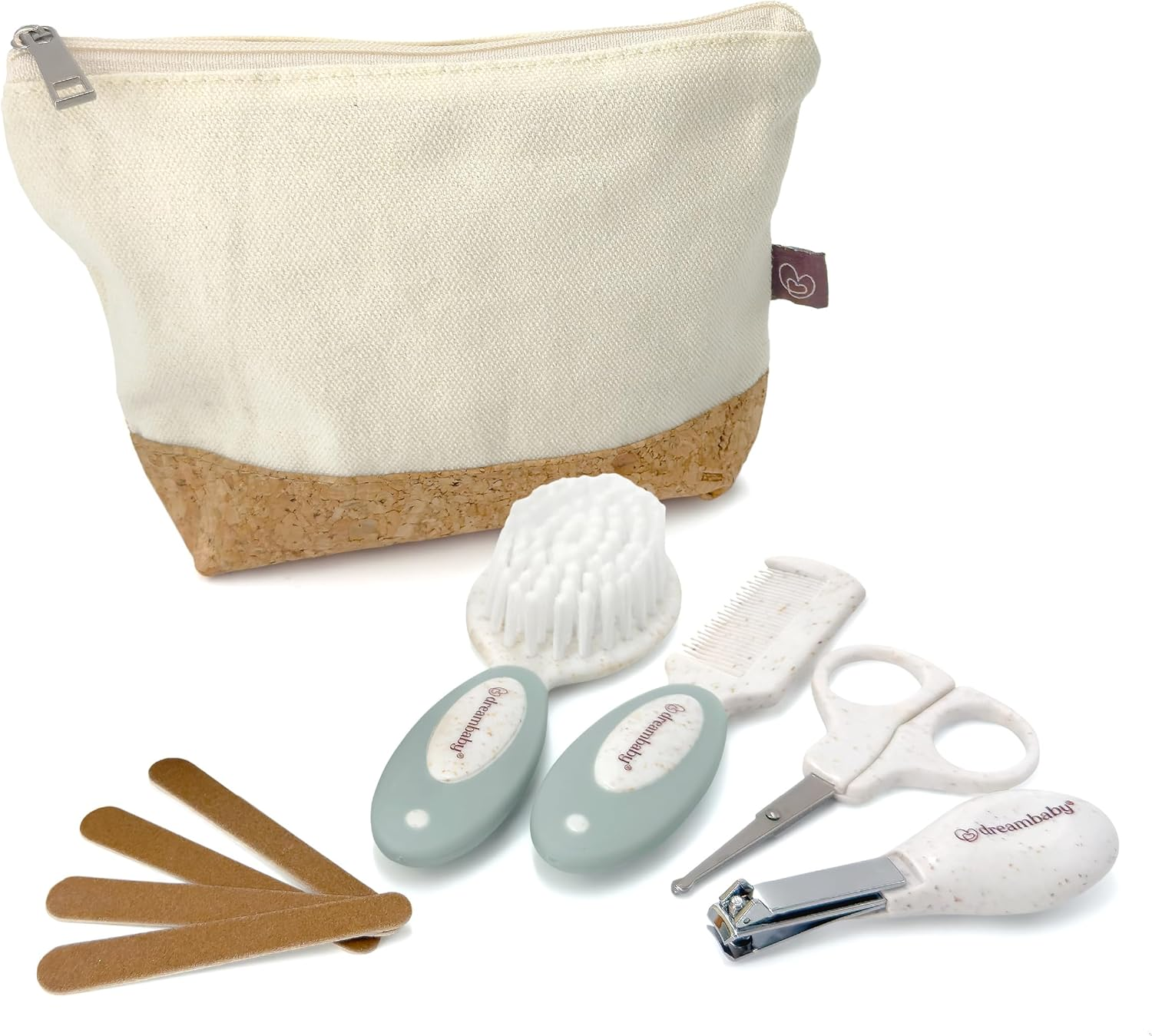 Dreambaby Neat & Tidy 9Pc Wheatgrass Baby Grooming Kit - Eco-Friendly Baby Care Kit with Cotton & Cork Travel Bag - Soft Brush, Comb, Safety Scissors, Nail Clippers - Less Plastic Waste image number 2
