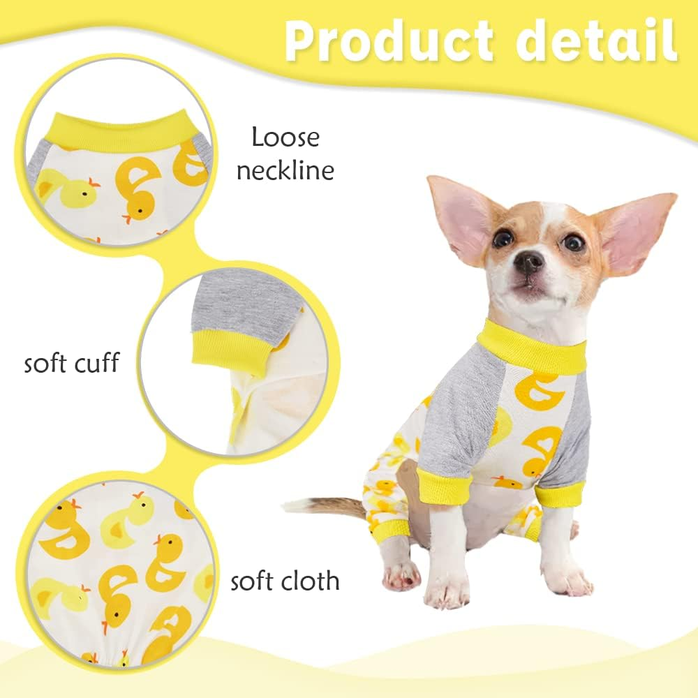 Sebaoyu Dog Onesie for Small Dogs, Chihuahua & Yorkie, Extra Small, Yellow, Duck Pattern image number 5
