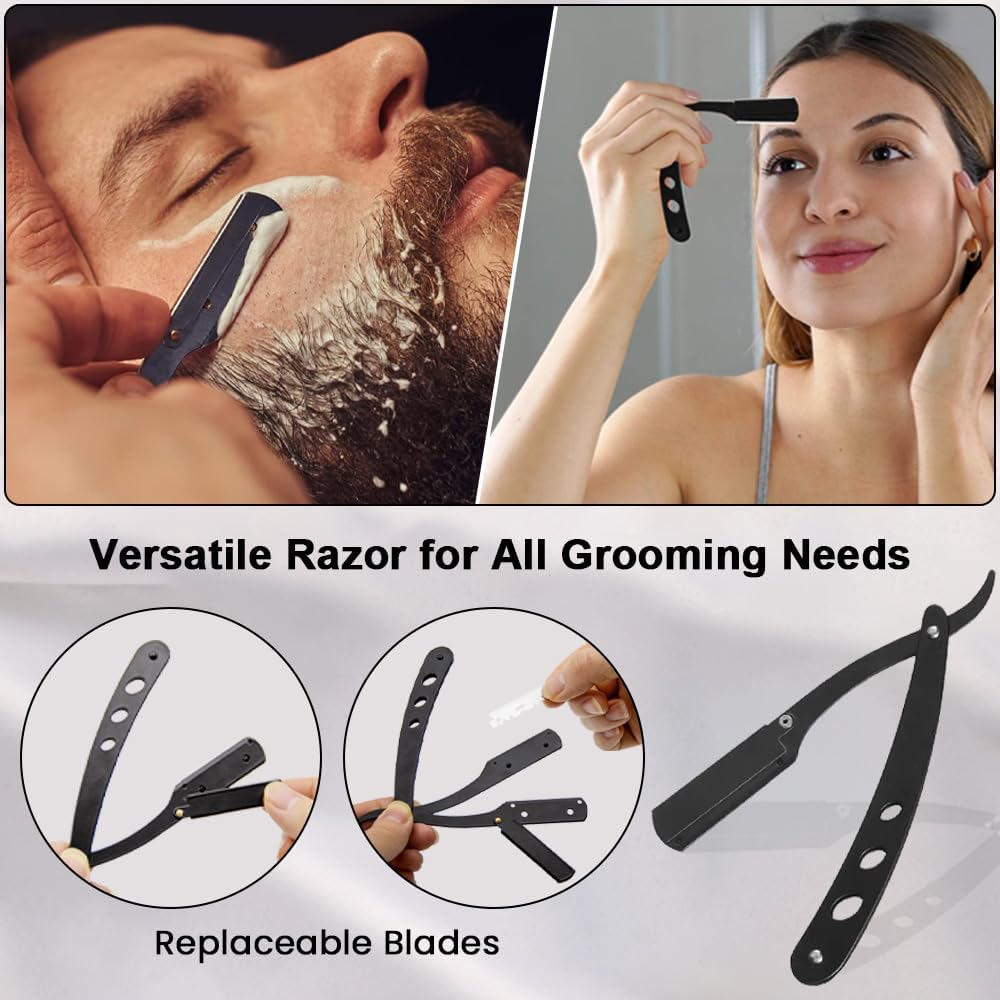 9 PCS Hair Cutting Scissors Kit,Barber Scissors with Black Gold Finish,Stainless Steel Hair Cutting Shears Set in Leather Case for Women Men Pet,Barber Salon and Home image number 3