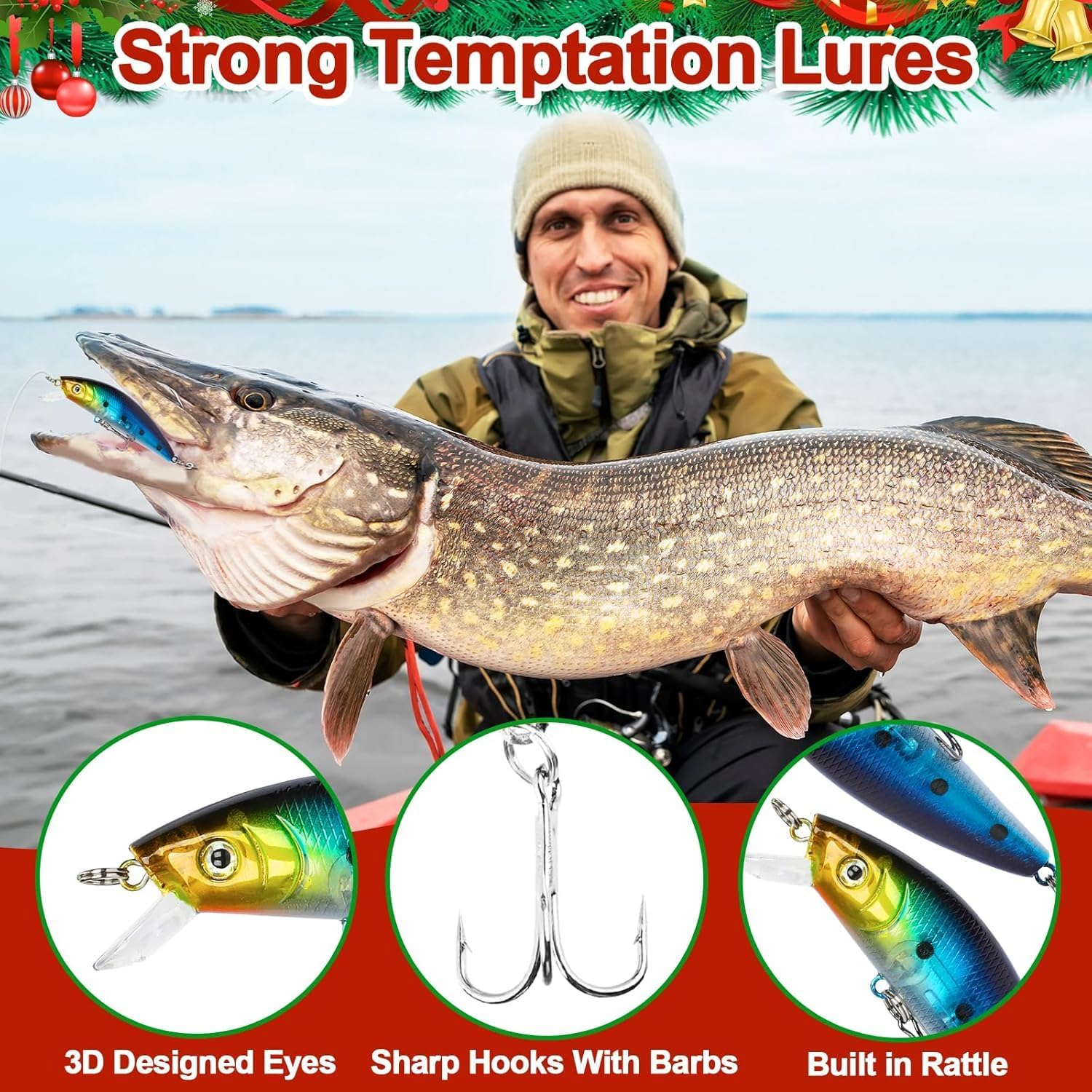 Advent Calendar 2025 Fishing Lure Set-24 Days of Christmas Countdown with Unique Tackle and Lure Set Premium Xmas Surprise Fishing Bait Gift image number 3